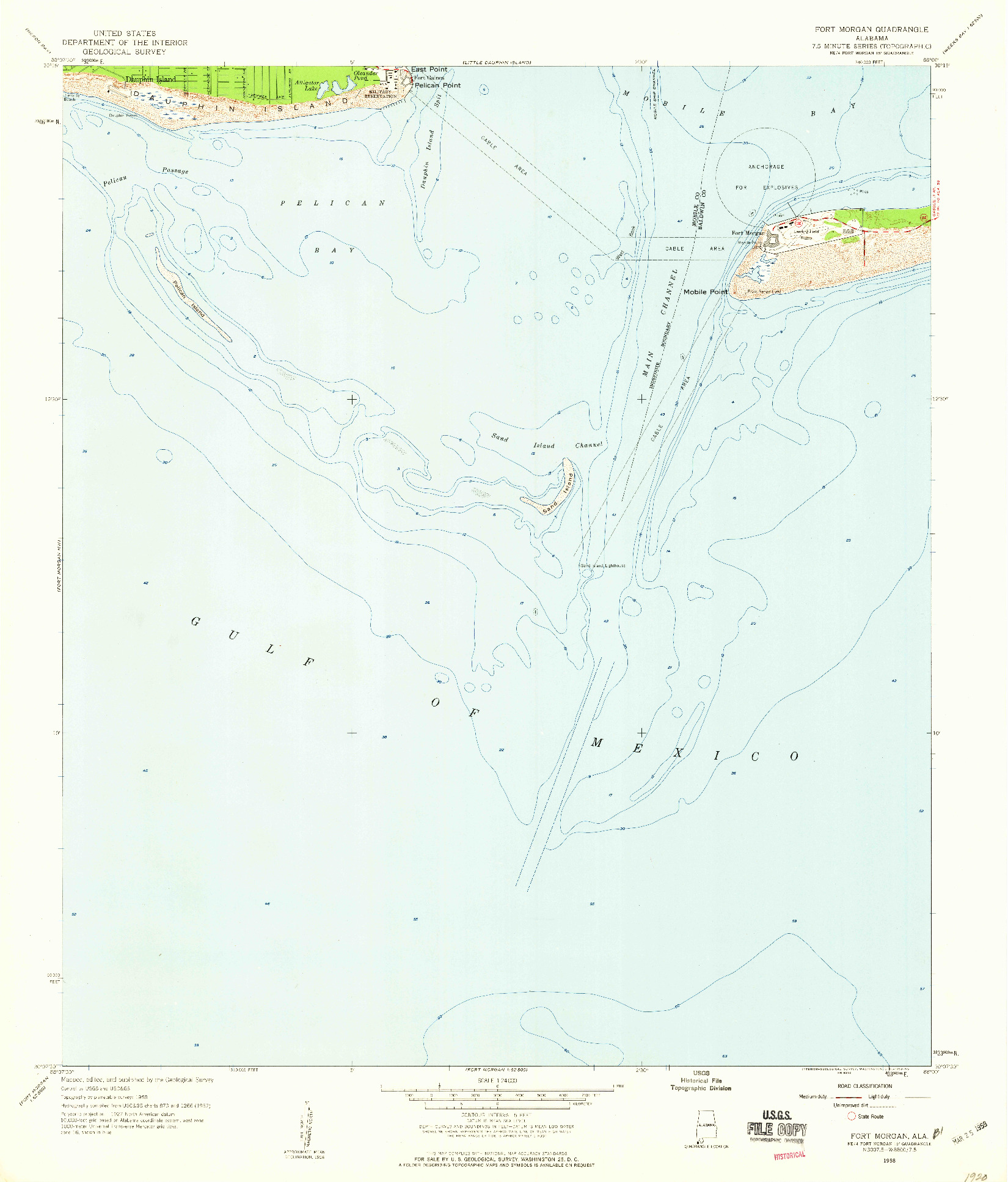 USGS 1:24000-SCALE QUADRANGLE FOR FORT MORGAN, AL 1958