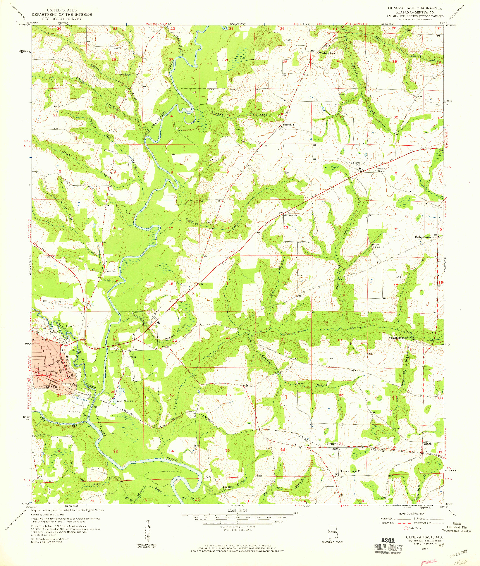 USGS 1:24000-SCALE QUADRANGLE FOR GENEVA EAST, AL 1957