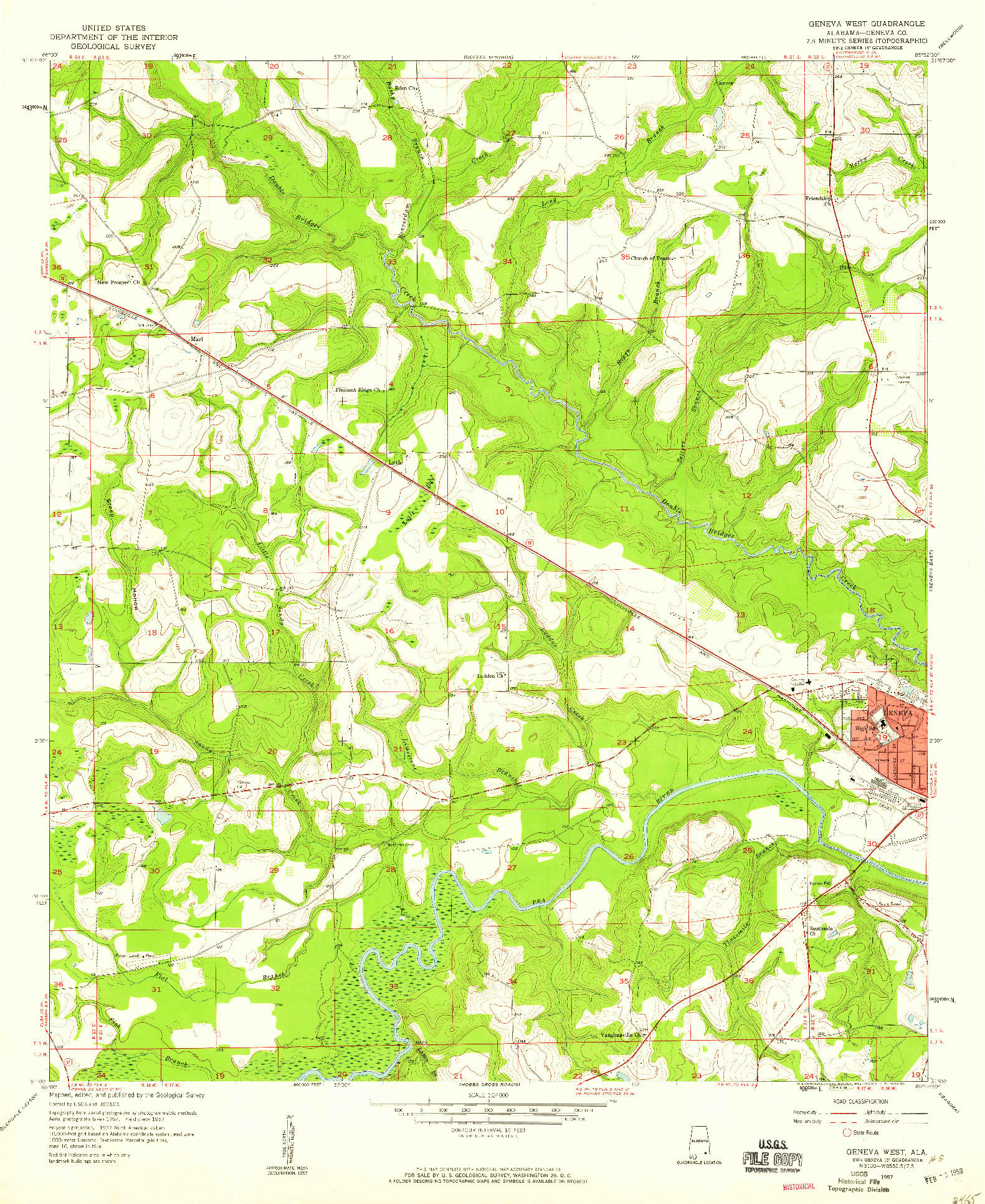 USGS 1:24000-SCALE QUADRANGLE FOR GENEVA WEST, AL 1957