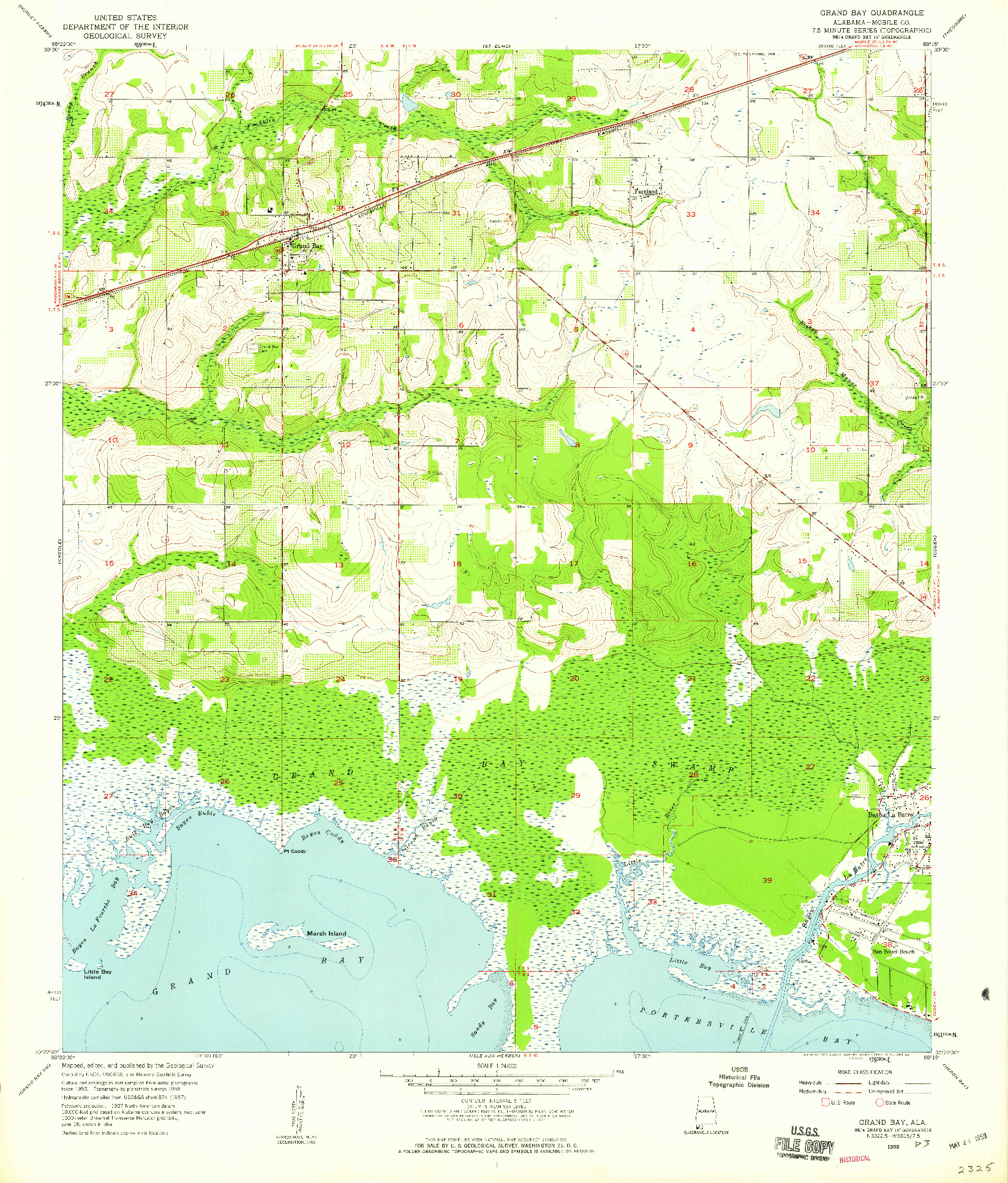 USGS 1:24000-SCALE QUADRANGLE FOR GRAND BAY, AL 1958