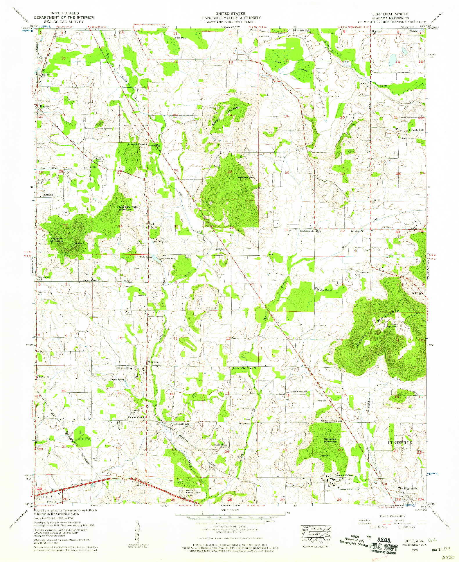 USGS 1:24000-SCALE QUADRANGLE FOR JEFF, AL 1958