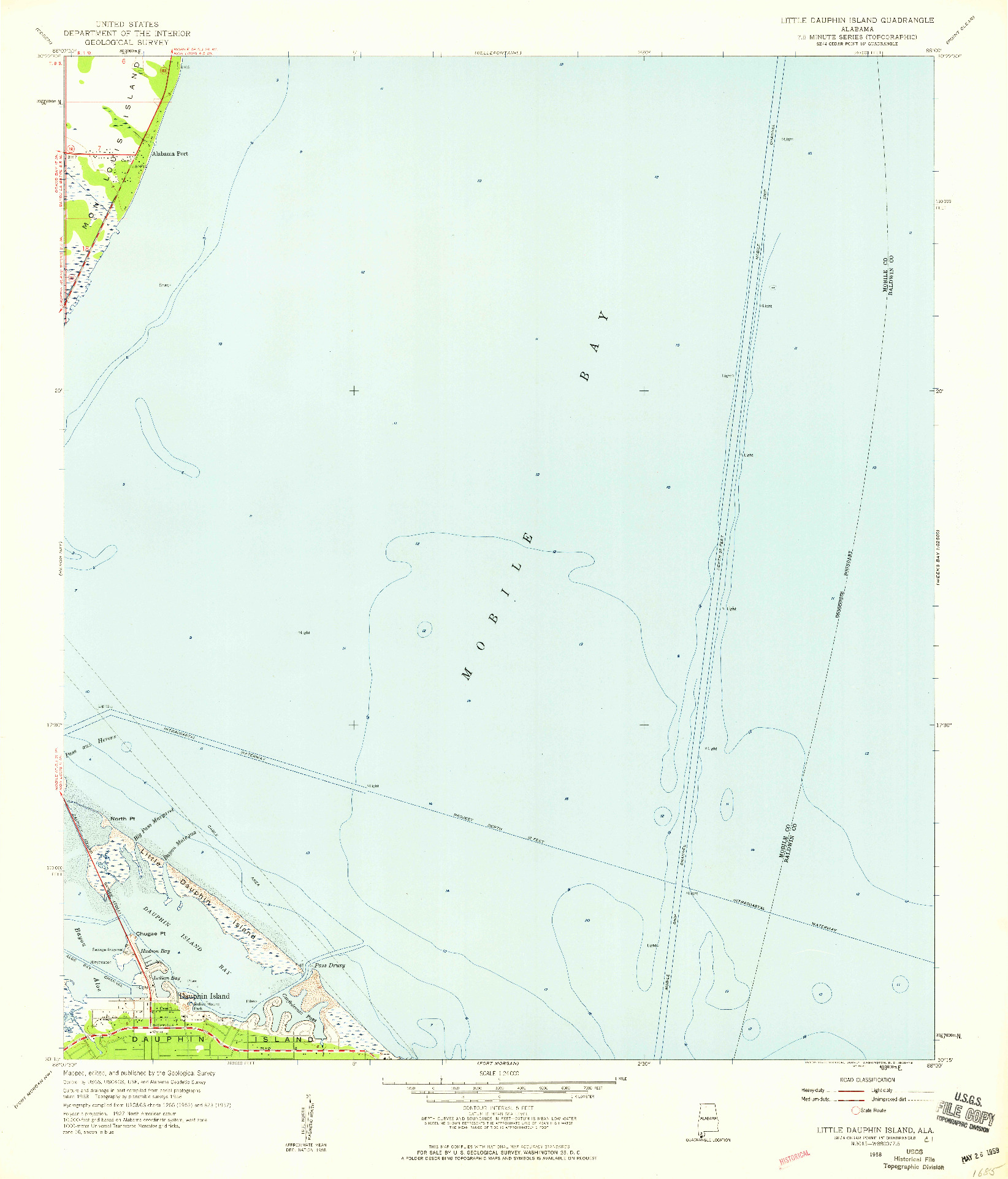 USGS 1:24000-SCALE QUADRANGLE FOR LITTLE DAUPHIN ISLAND, AL 1958