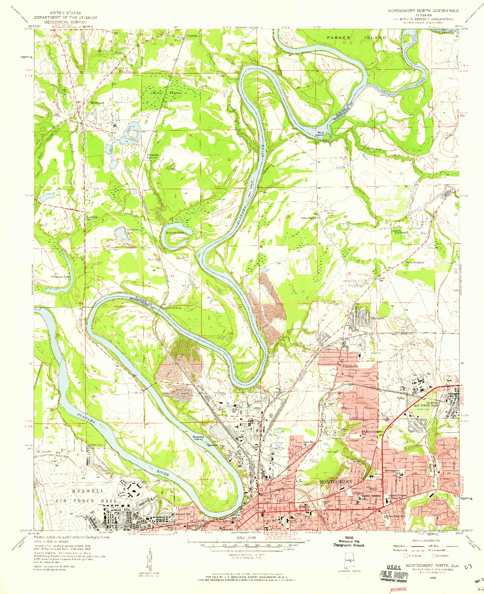 USGS 1:24000-SCALE QUADRANGLE FOR MONTGOMERY NORTH, AL 1958