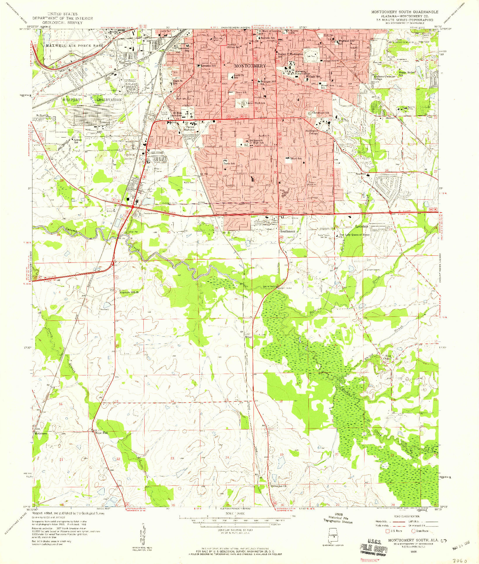 USGS 1:24000-SCALE QUADRANGLE FOR MONTGOMERY SOUTH, AL 1958