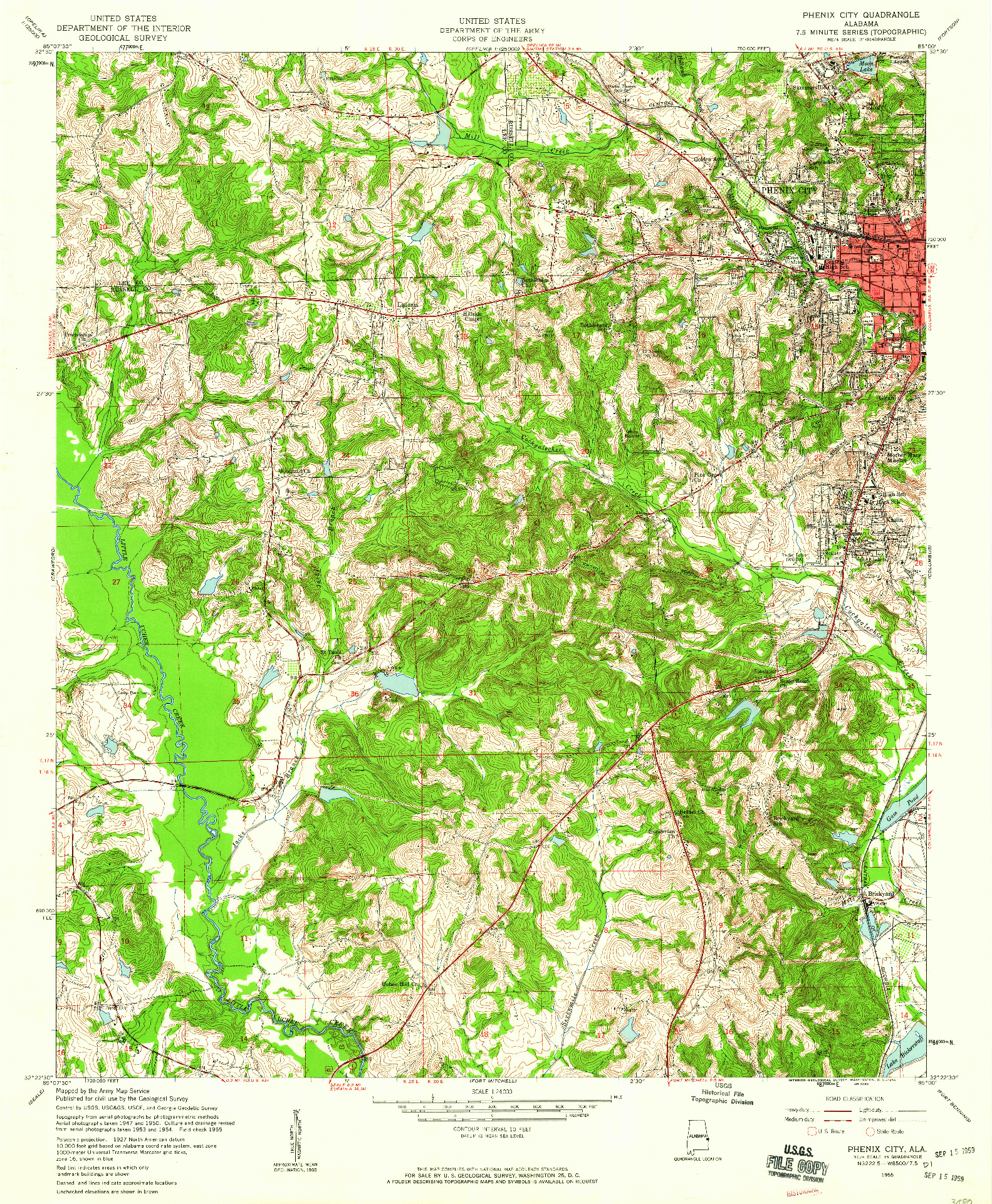 USGS 1:24000-SCALE QUADRANGLE FOR PHENIX CITY, AL 1955