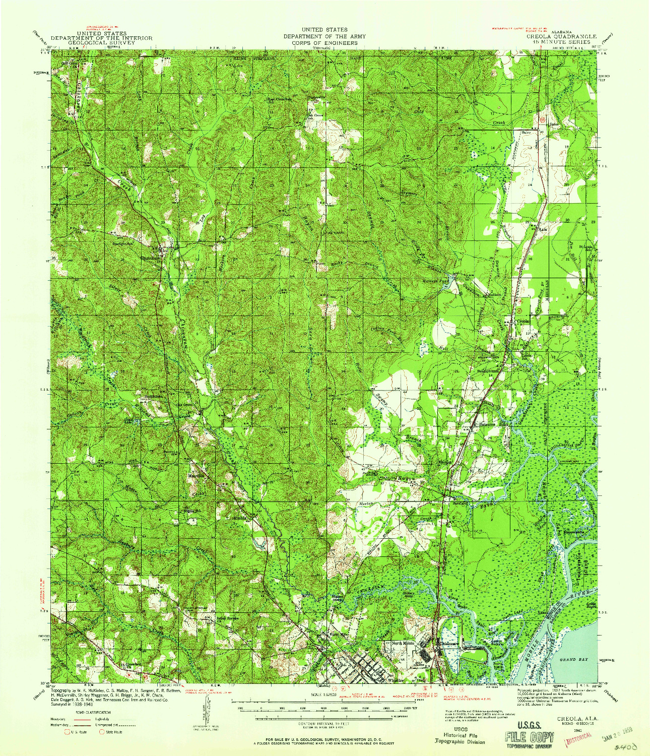 USGS 1:62500-SCALE QUADRANGLE FOR CREOLA, AL 1941