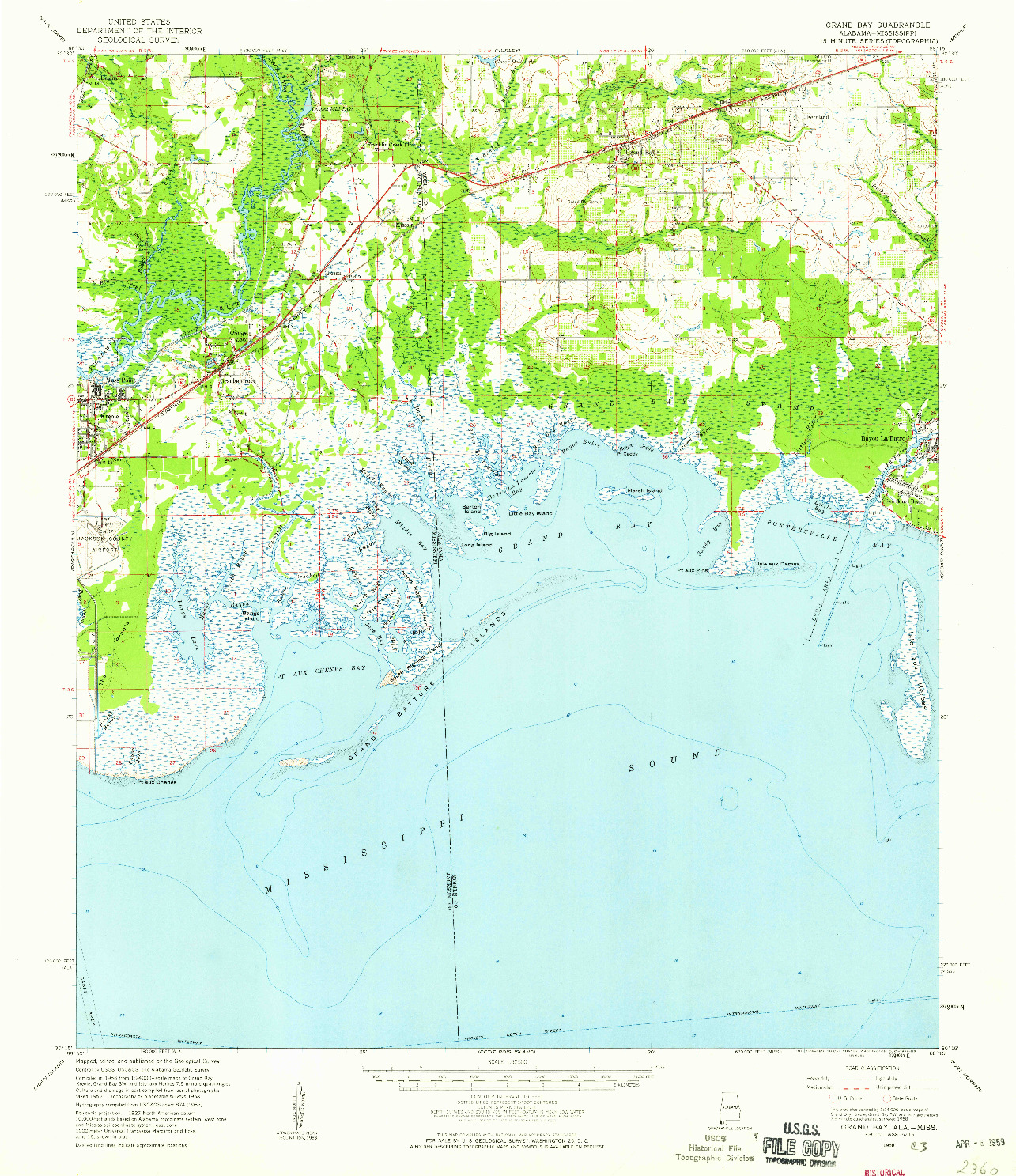 USGS 1:62500-SCALE QUADRANGLE FOR GRAND BAY, AL 1958