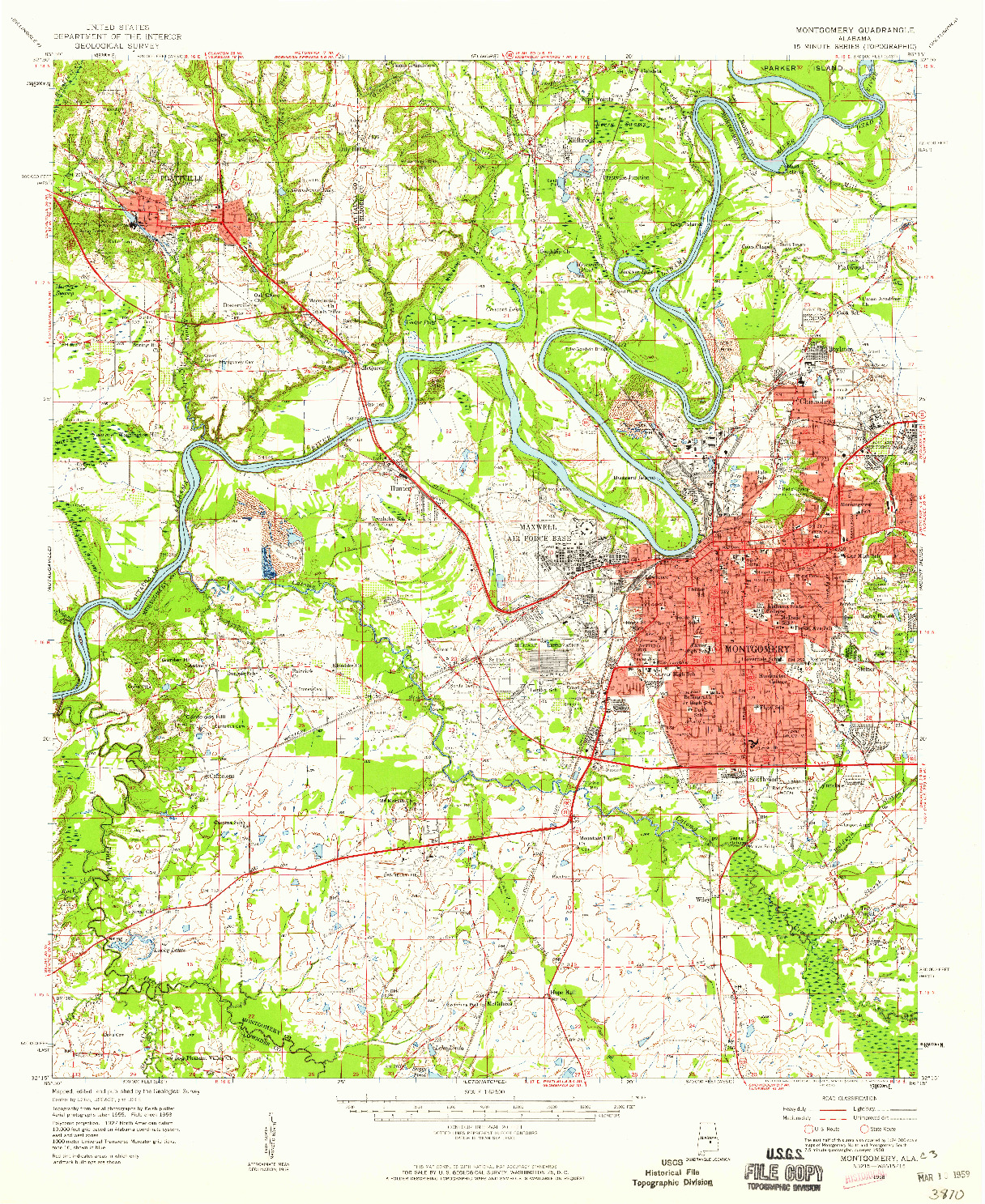 USGS 1:62500-SCALE QUADRANGLE FOR MONTGOMERY, AL 1958