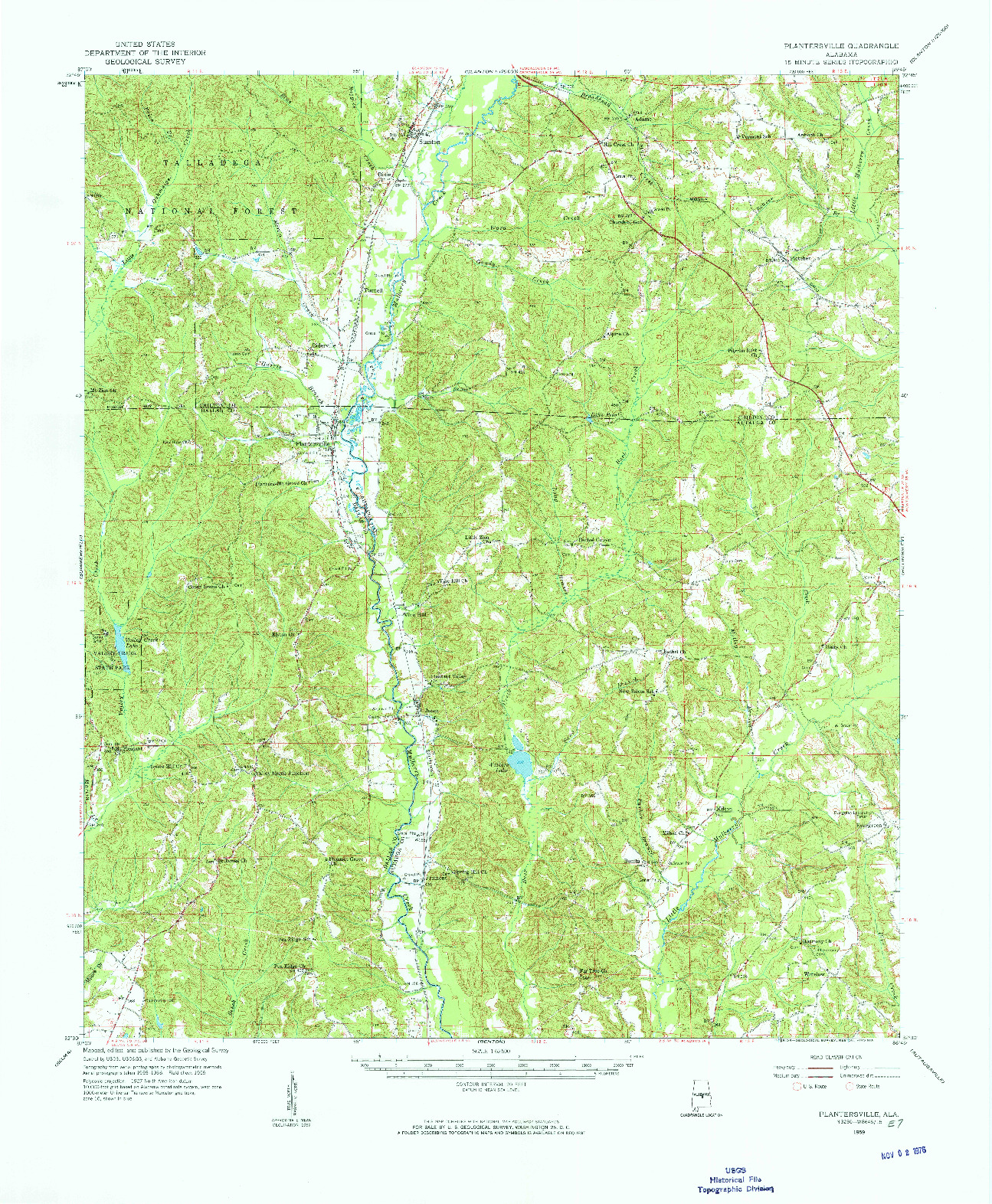 USGS 1:62500-SCALE QUADRANGLE FOR PLANTERSVILLE, AL 1959