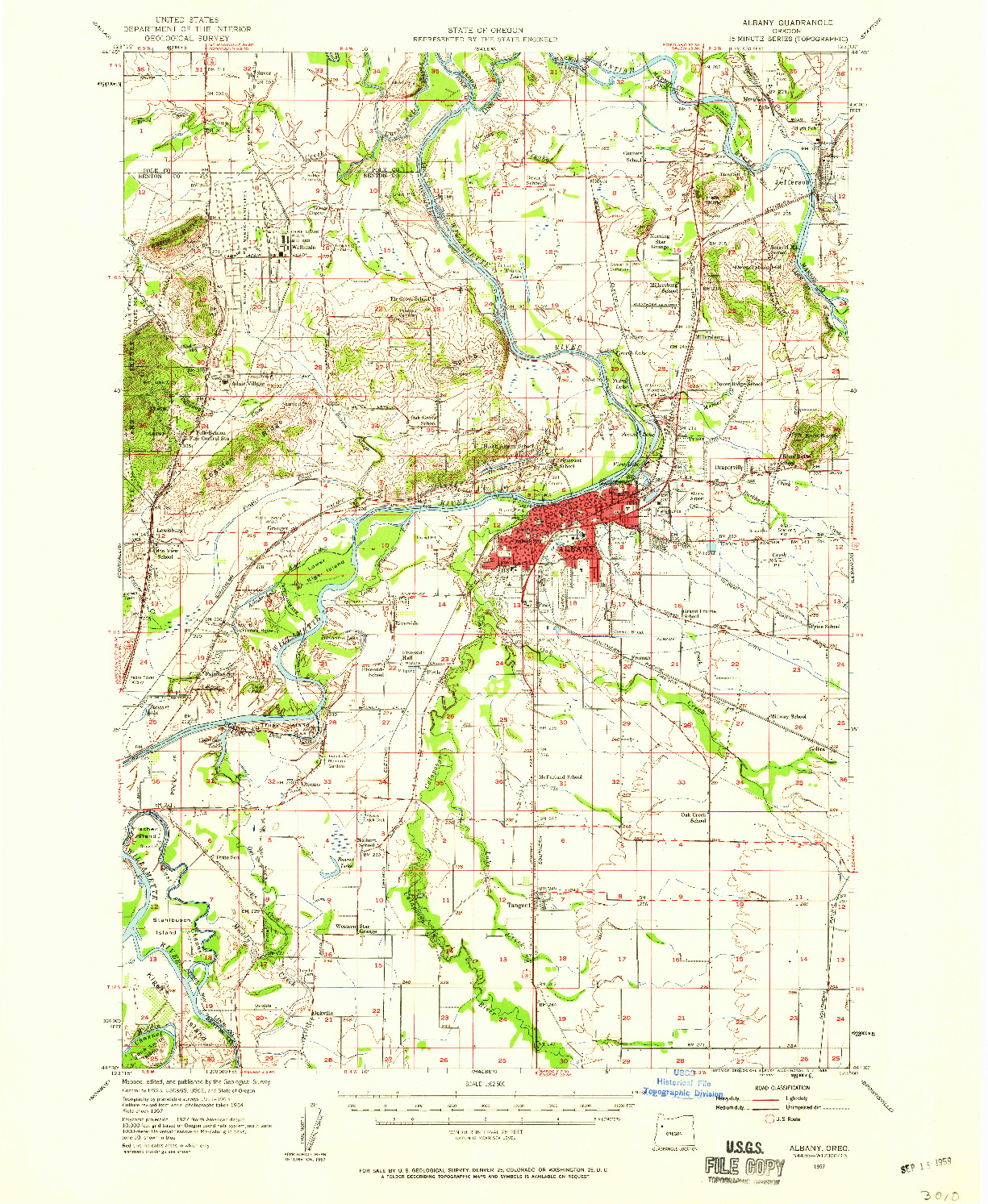 USGS 1:62500-SCALE QUADRANGLE FOR ALBANY, OR 1957