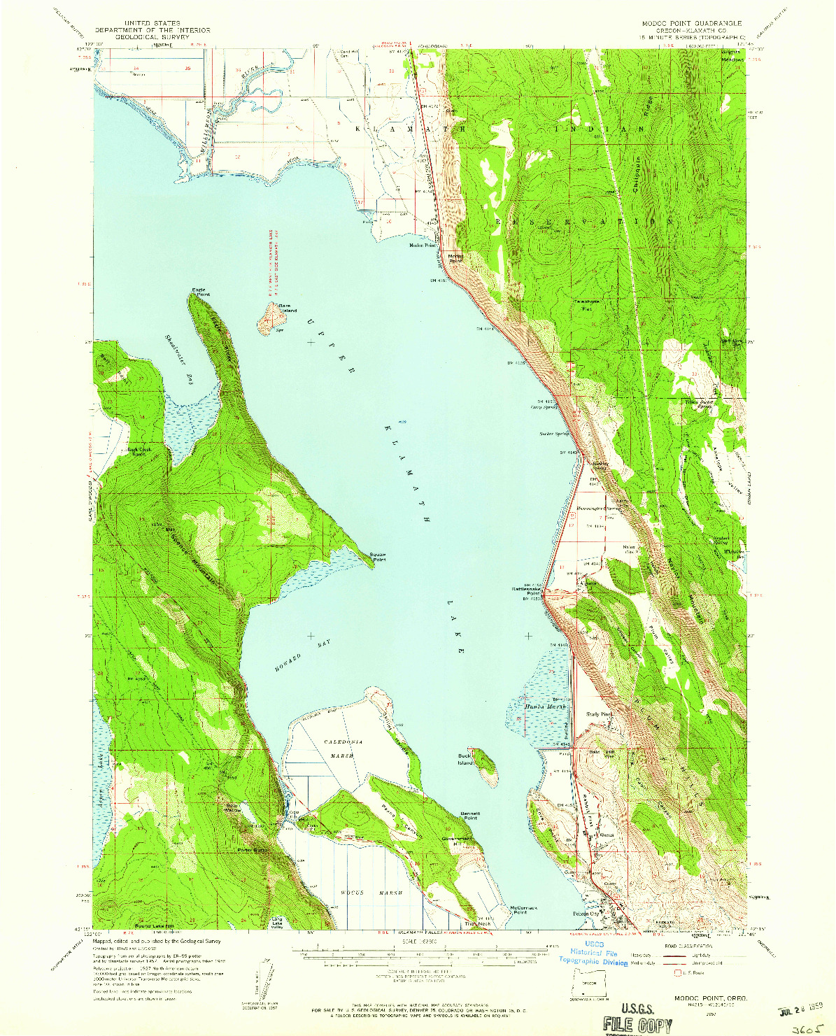USGS 1:62500-SCALE QUADRANGLE FOR MODOC POINT, OR 1957
