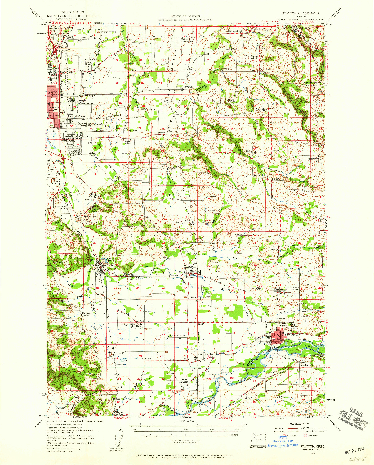 USGS 1:62500-SCALE QUADRANGLE FOR STAYTON, OR 1957