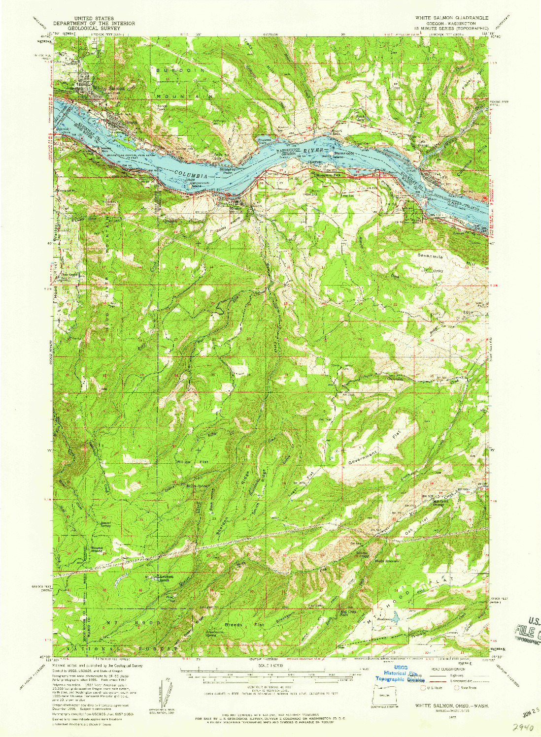 USGS 1:62500-SCALE QUADRANGLE FOR WHITE SALMON, OR 1957