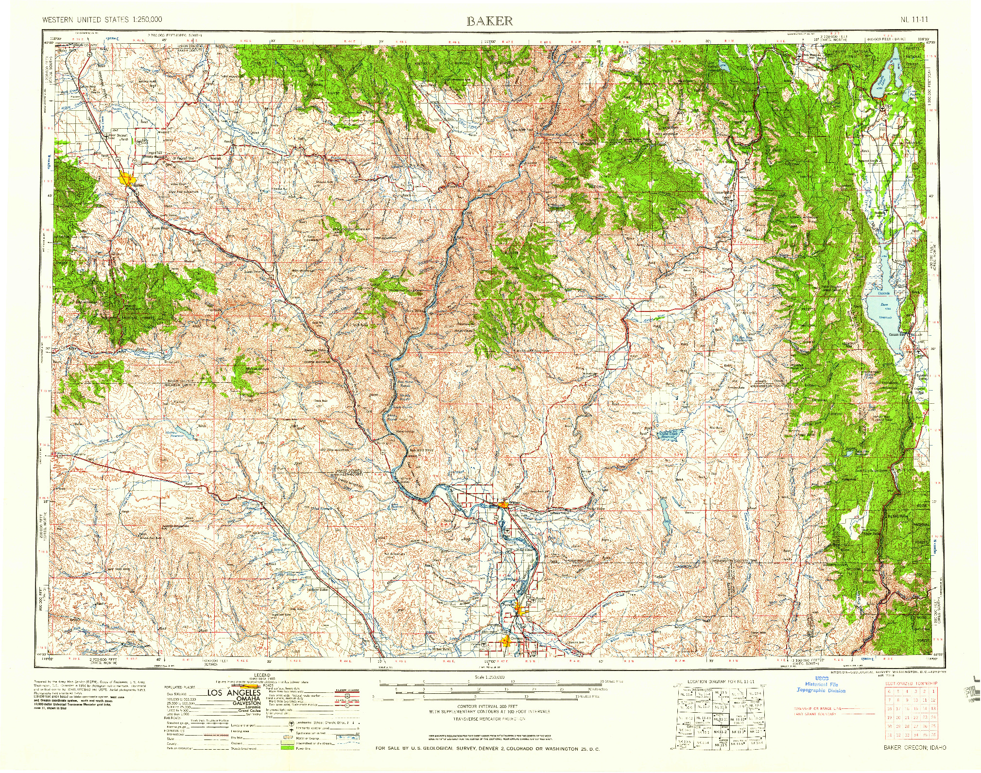 USGS 1:250000-SCALE QUADRANGLE FOR BAKER, OR 1959