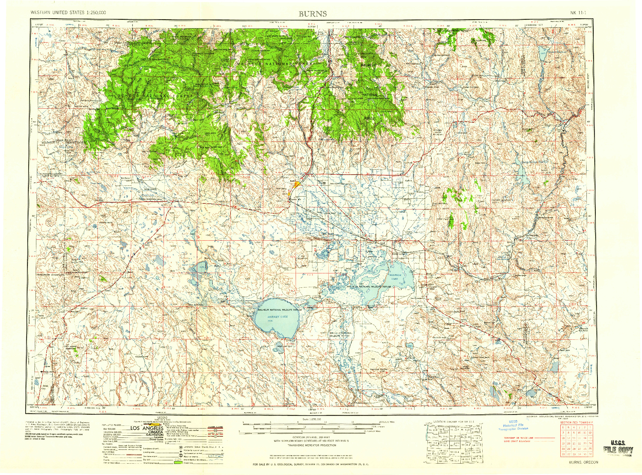 USGS 1:250000-SCALE QUADRANGLE FOR BURNS, OR 1959