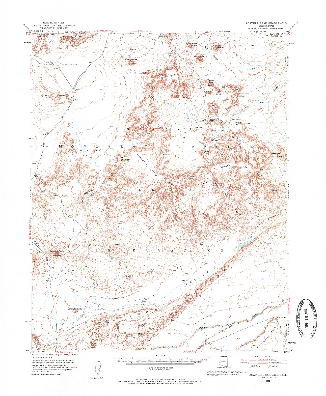 USGS 1:62500-SCALE QUADRANGLE FOR AGATHLA PEAK, AZ 1952