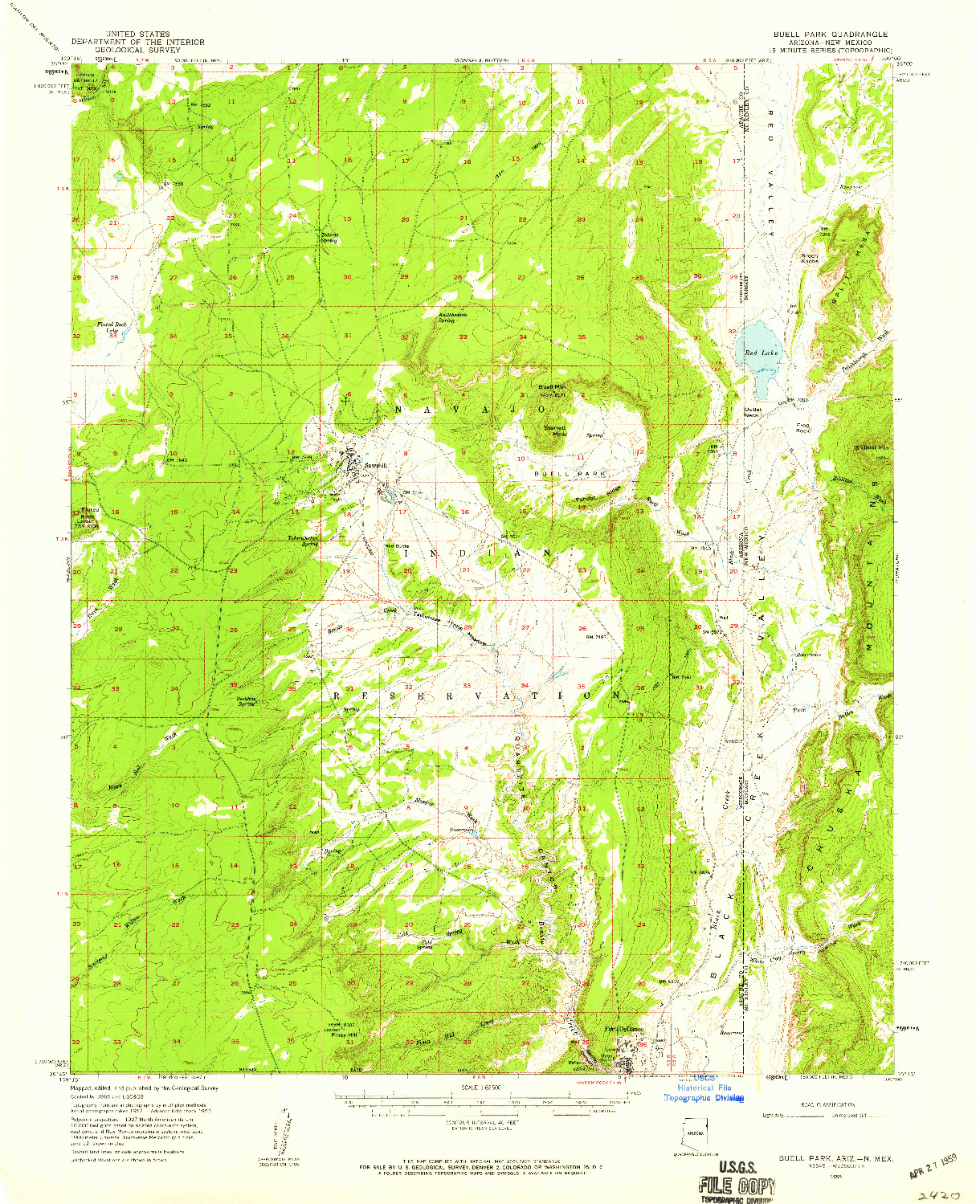USGS 1:62500-SCALE QUADRANGLE FOR BUELL PARK, AZ 1955