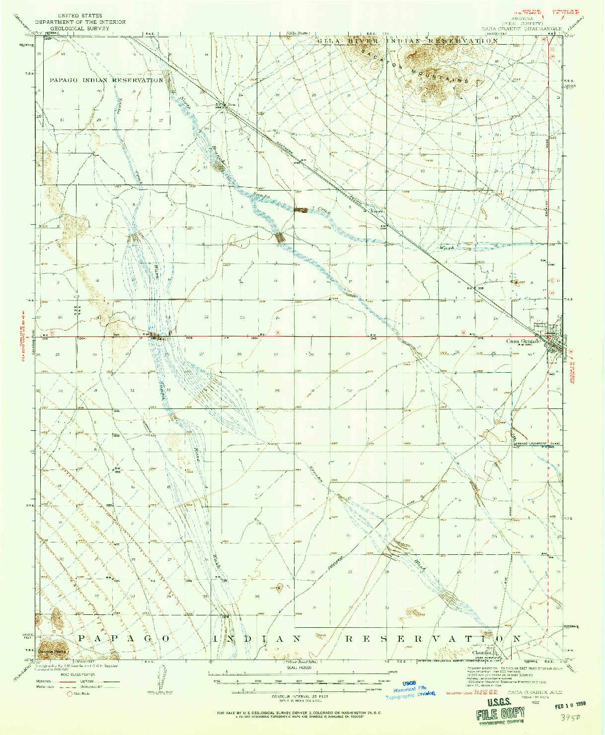 USGS 1:62500-SCALE QUADRANGLE FOR CASA GRANDE, AZ 1922