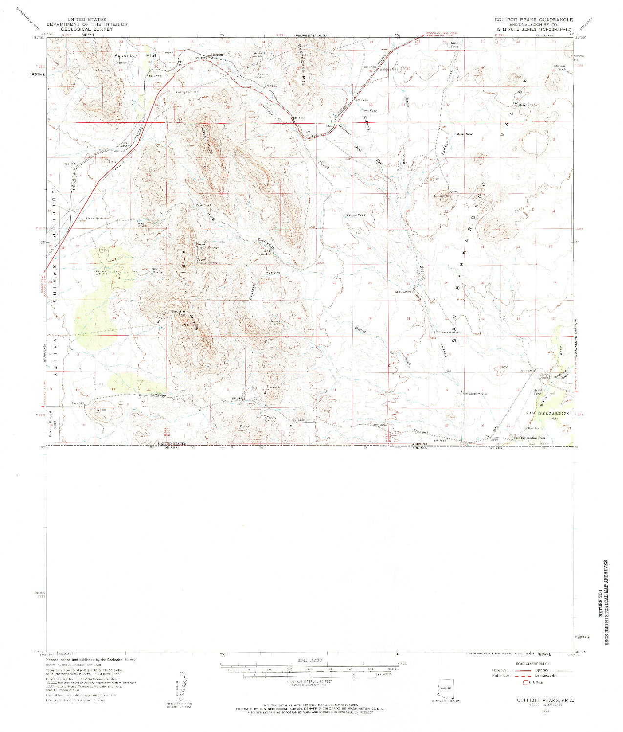 USGS 1:62500-SCALE QUADRANGLE FOR COLLEGE PEAKS, AZ 1958
