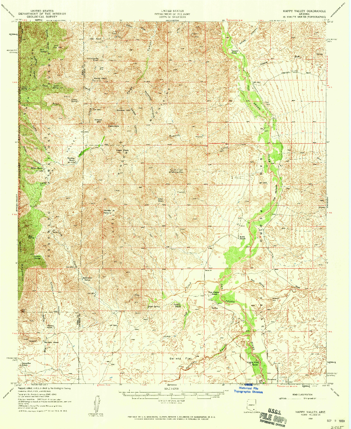 USGS 1:62500-SCALE QUADRANGLE FOR HAPPY VALLEY, AZ 1958