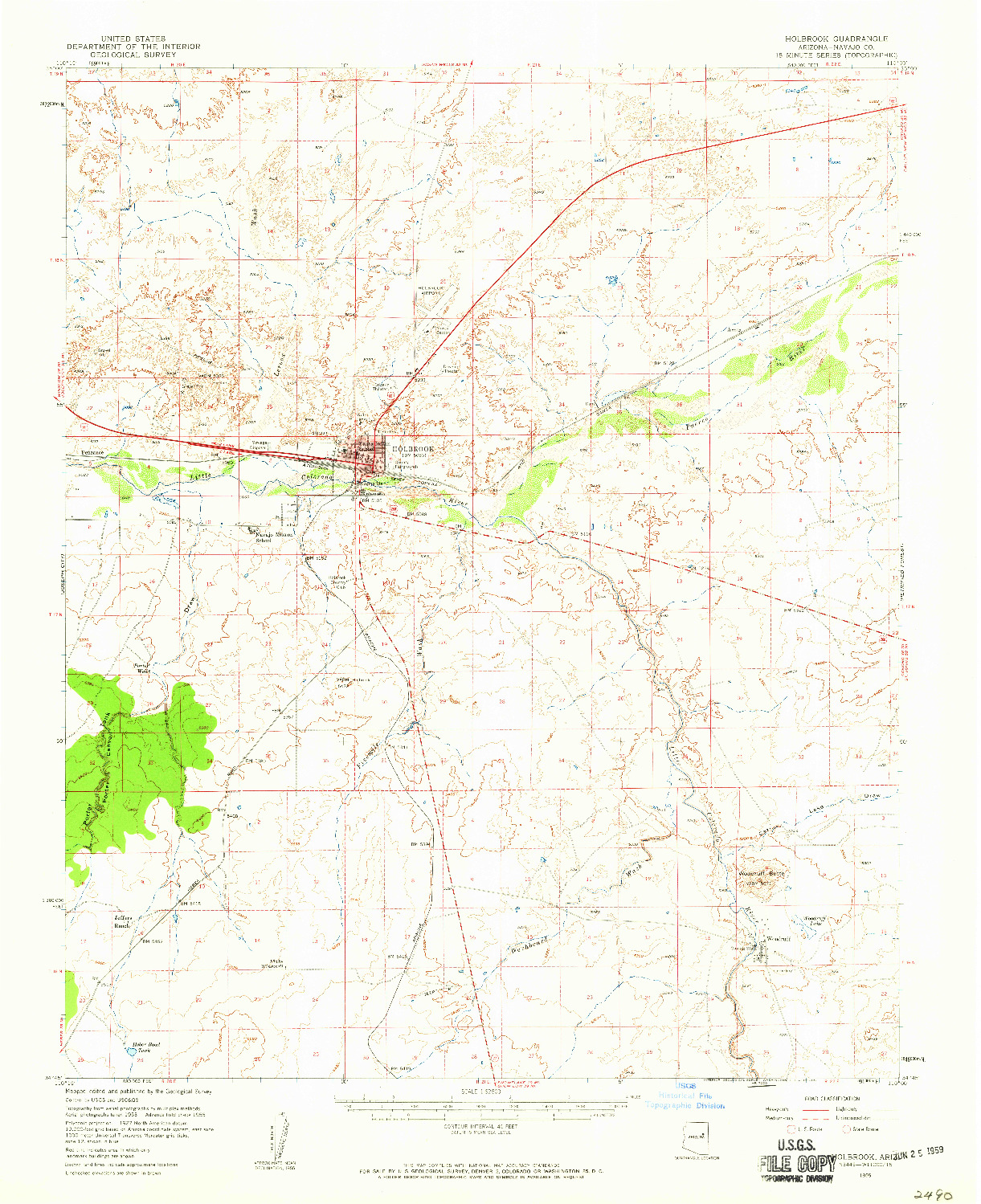 USGS 1:62500-SCALE QUADRANGLE FOR HOLBROOK, AZ 1955