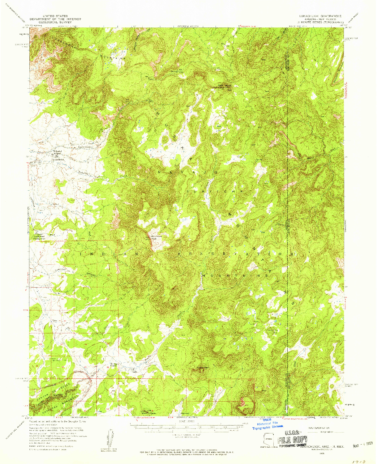 USGS 1:62500-SCALE QUADRANGLE FOR LUKACHUKAI, AZ 1955