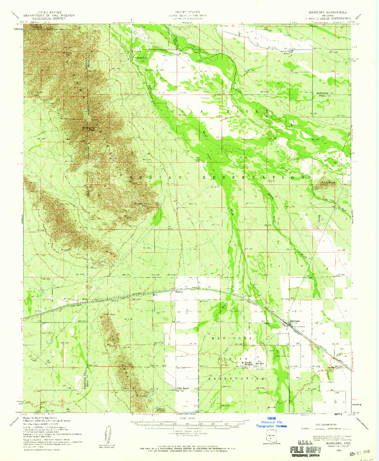 USGS 1:62500-SCALE QUADRANGLE FOR MARICOPA, AZ 1952