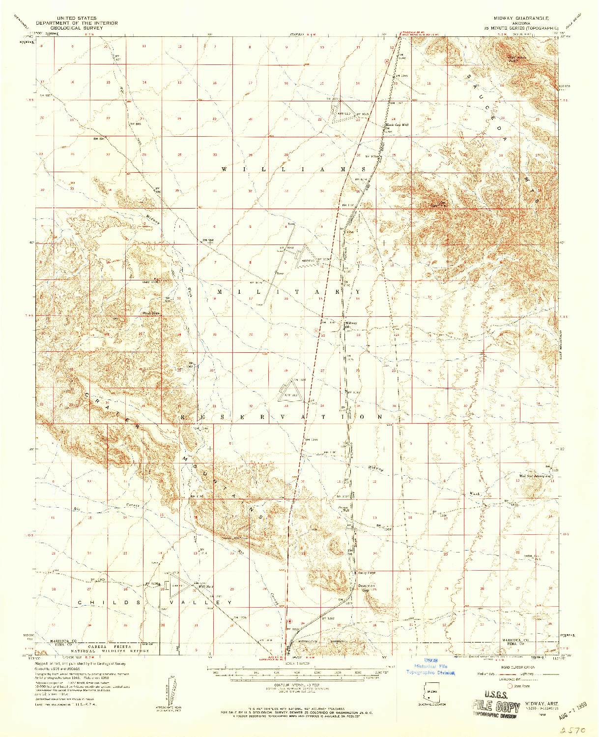 USGS 1:62500-SCALE QUADRANGLE FOR MIDWAY, AZ 1958