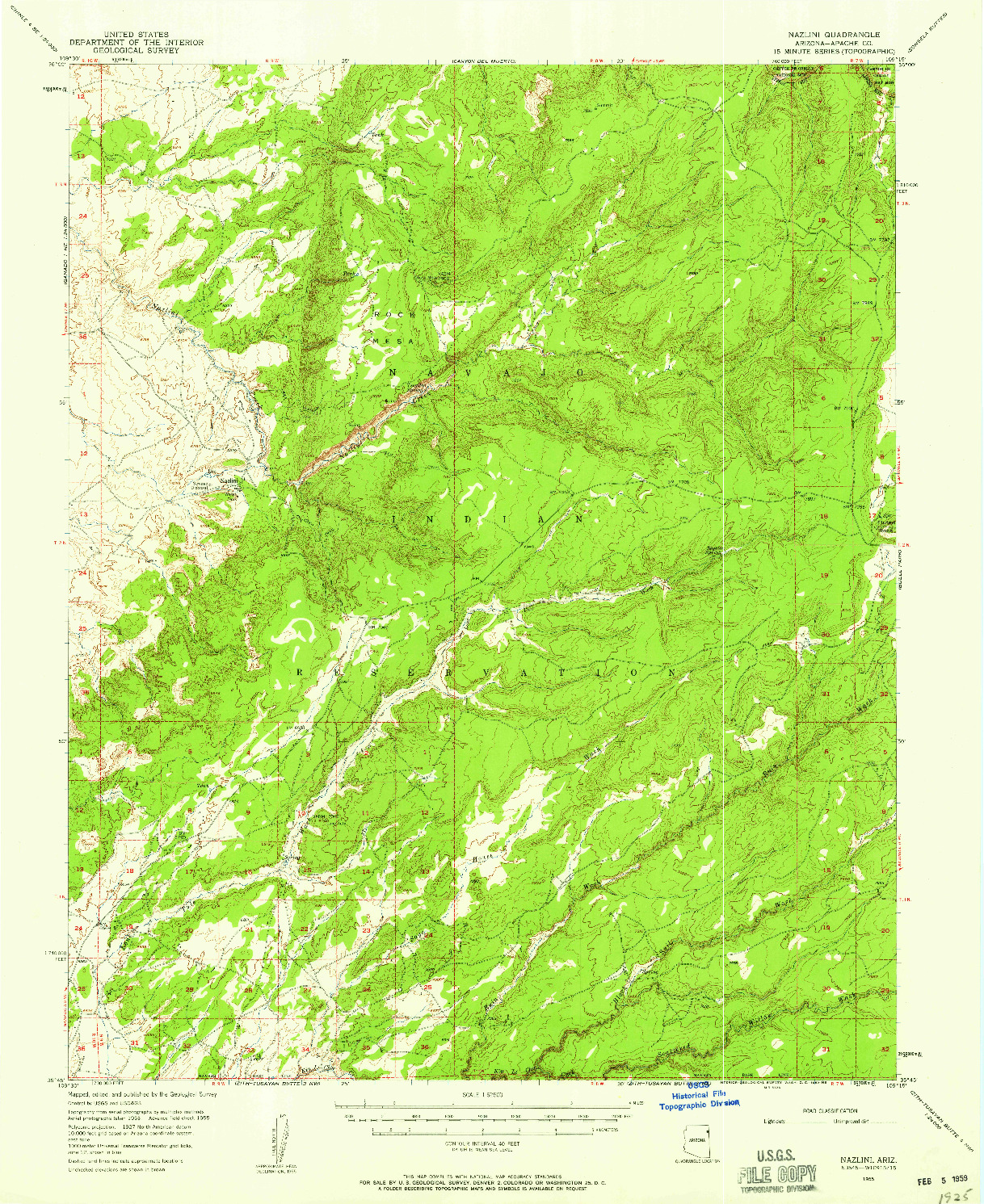 USGS 1:62500-SCALE QUADRANGLE FOR NAZLINI, AZ 1955