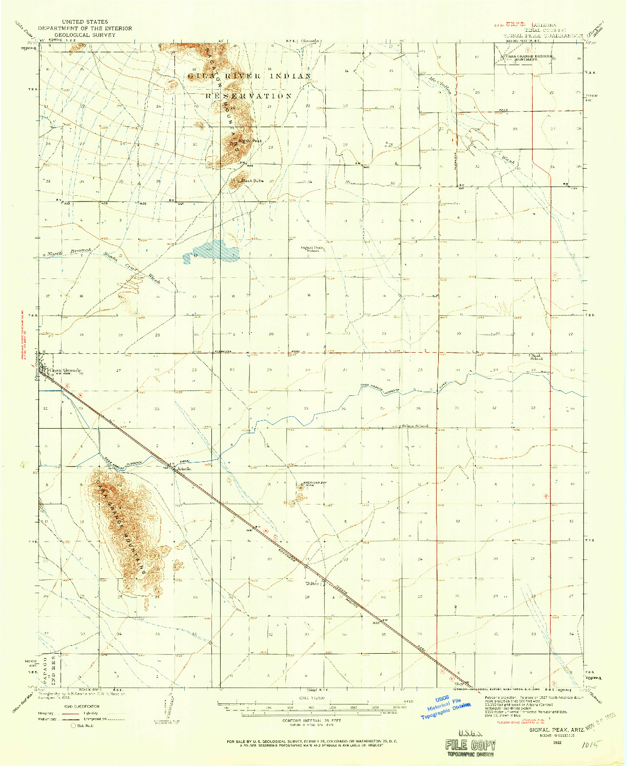 USGS 1:62500-SCALE QUADRANGLE FOR SIGNAL PEAK, AZ 1922