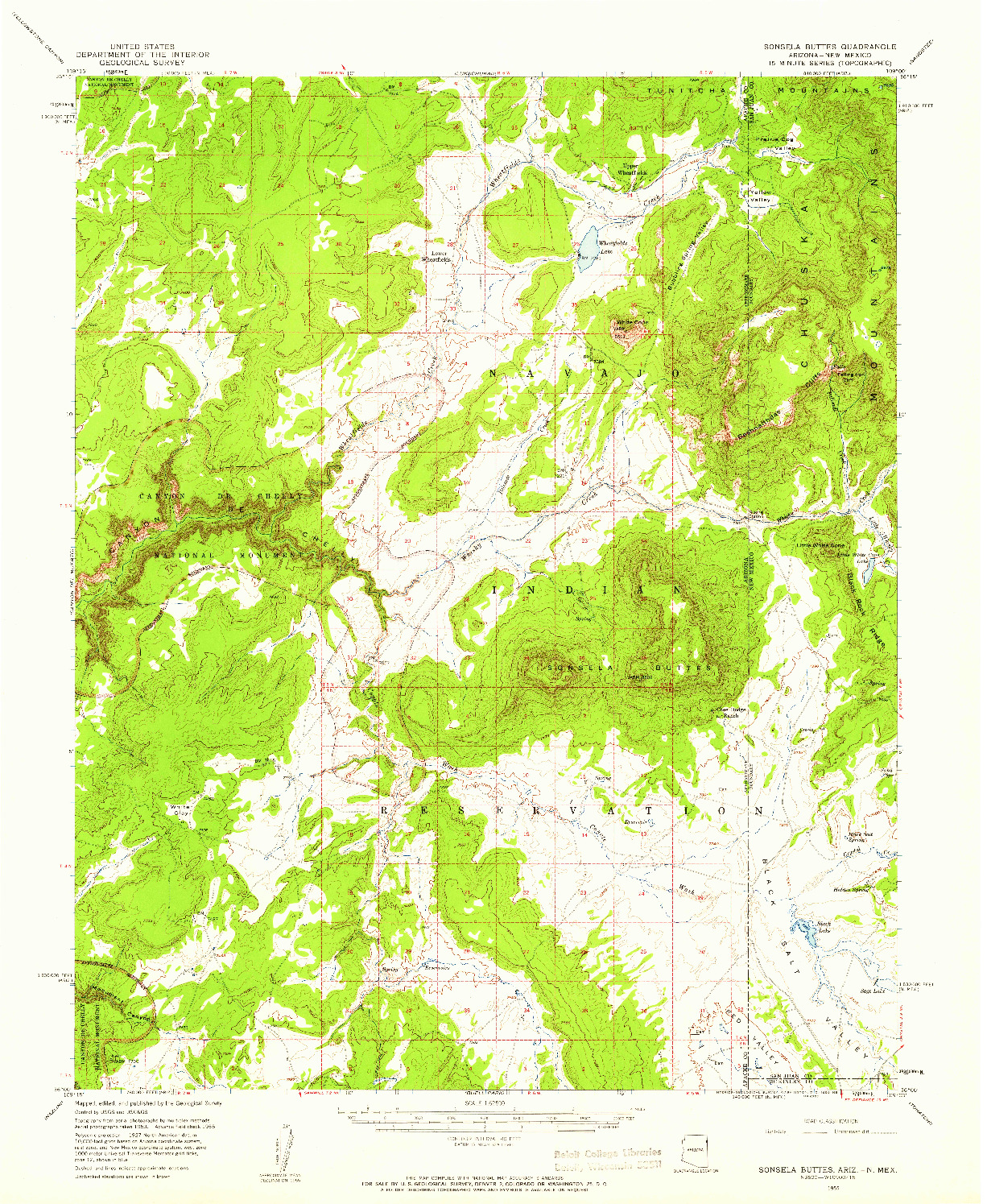 USGS 1:62500-SCALE QUADRANGLE FOR SONSELA BUTTES, AZ 1955