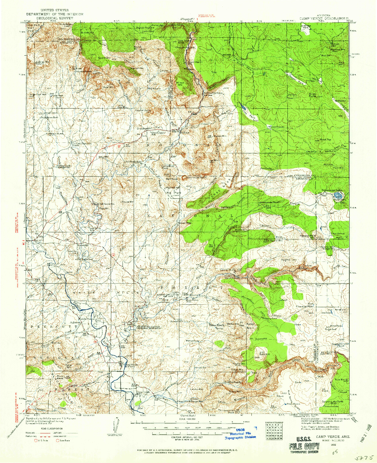 USGS 1:125000-SCALE QUADRANGLE FOR CAMP VERDE, AZ 1932