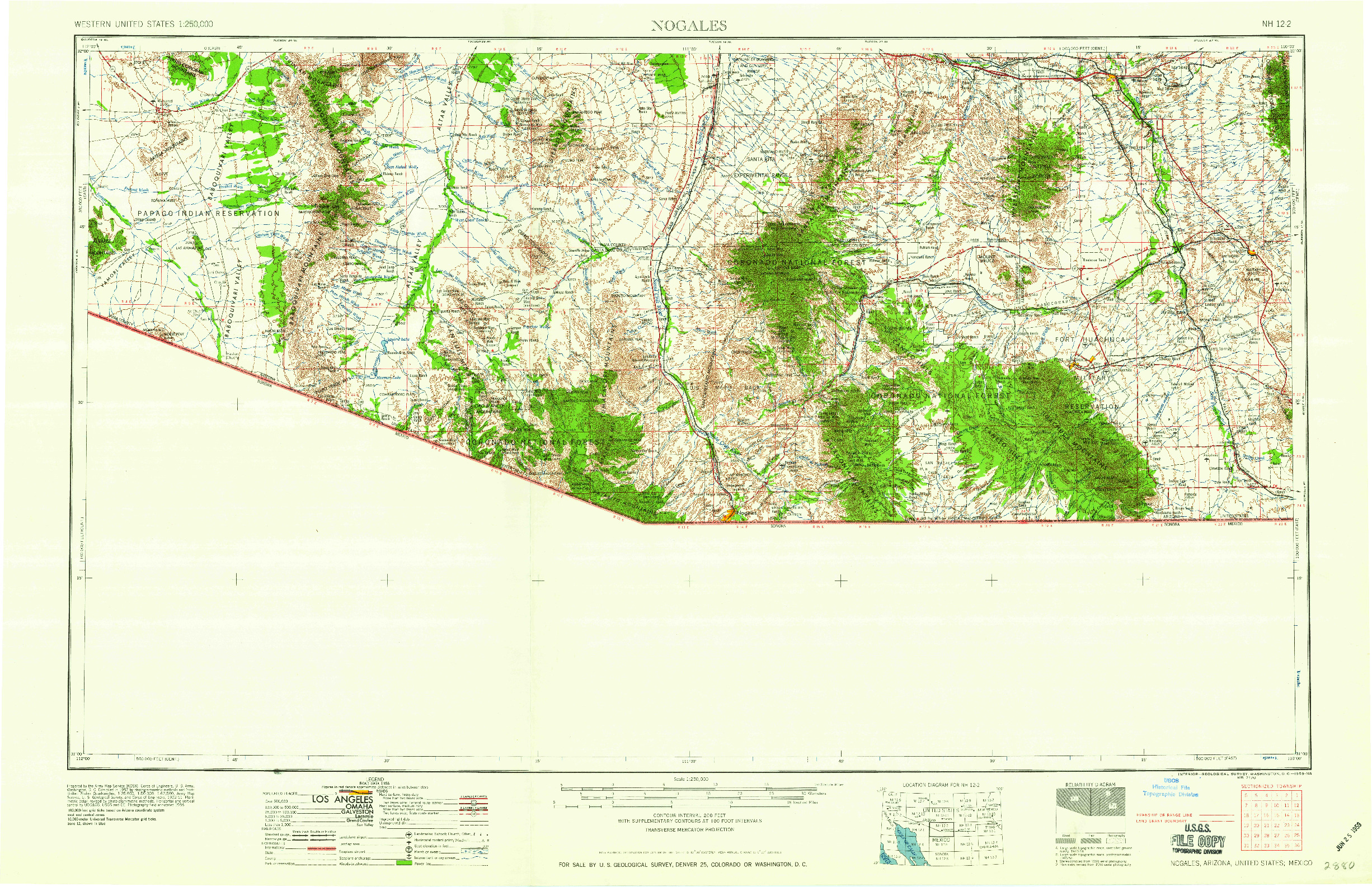 USGS 1:250000-SCALE QUADRANGLE FOR NOGALES, AZ 1959