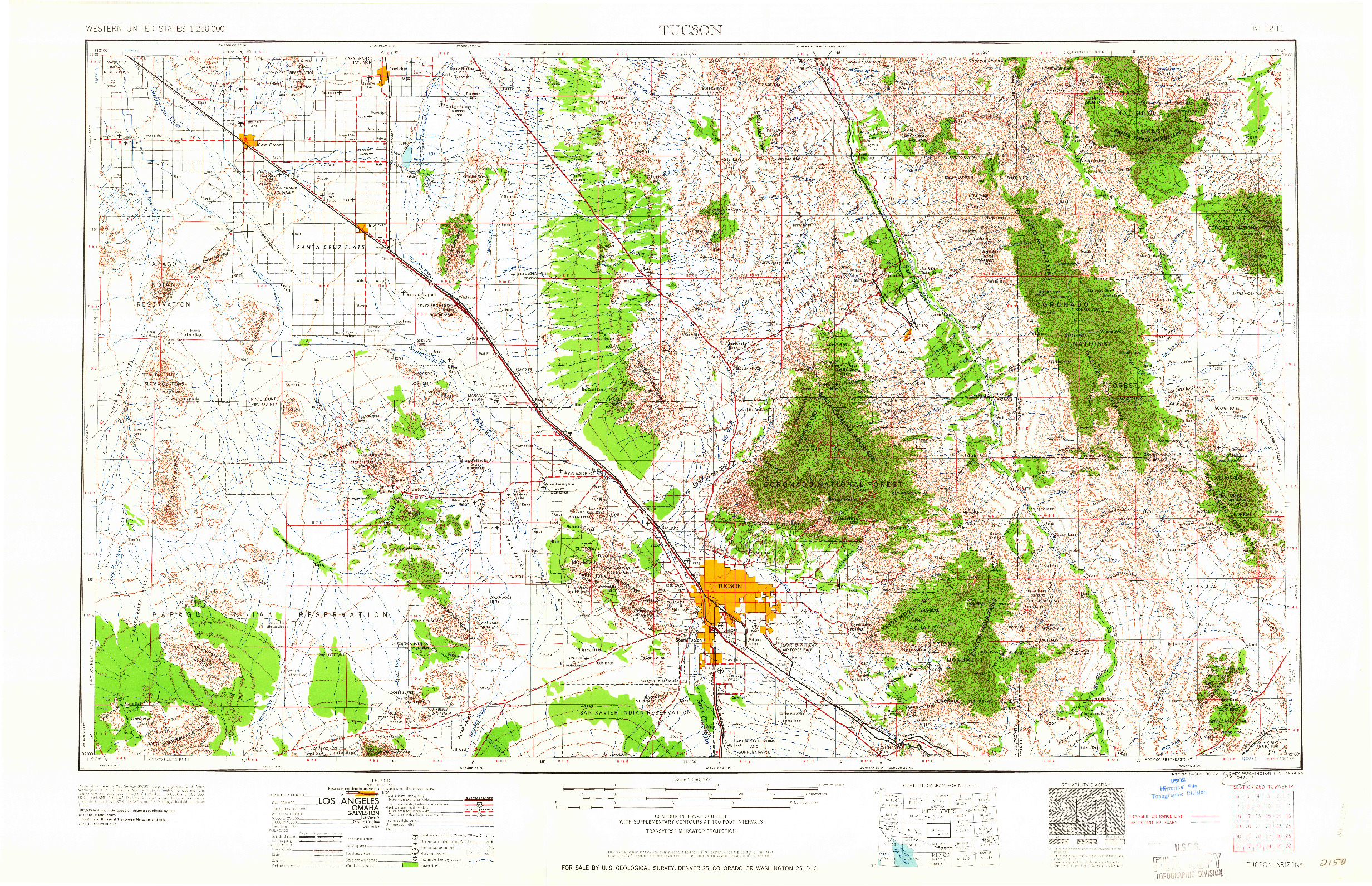 USGS 1:250000-SCALE QUADRANGLE FOR TUCSON, AZ 1959