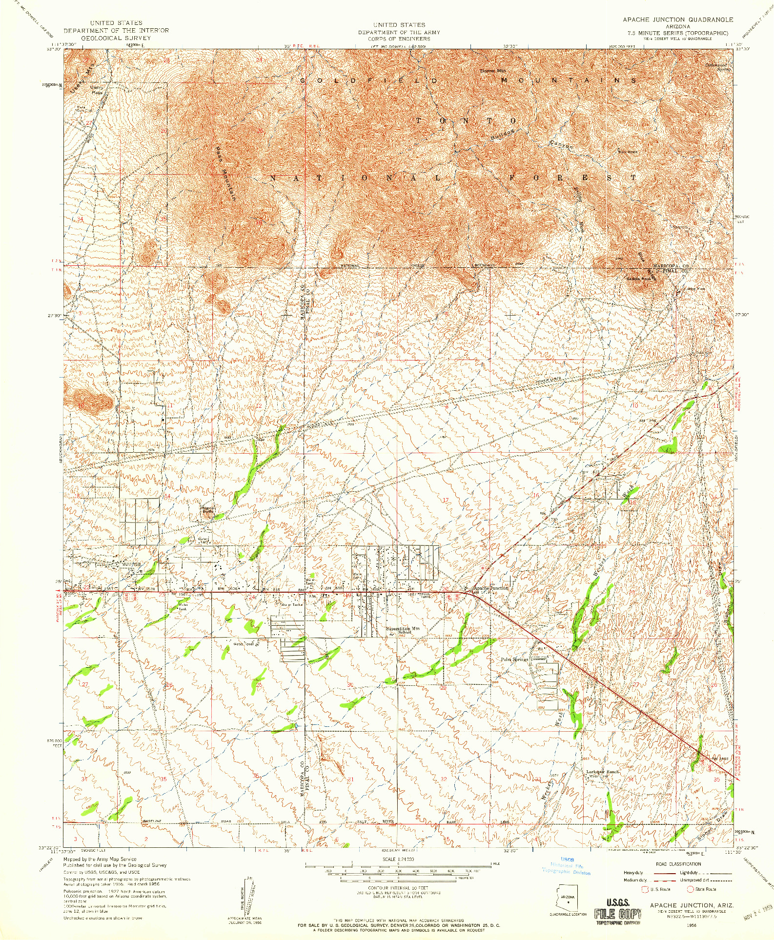 USGS 1:24000-SCALE QUADRANGLE FOR APACHE JUNCTION, AZ 1956