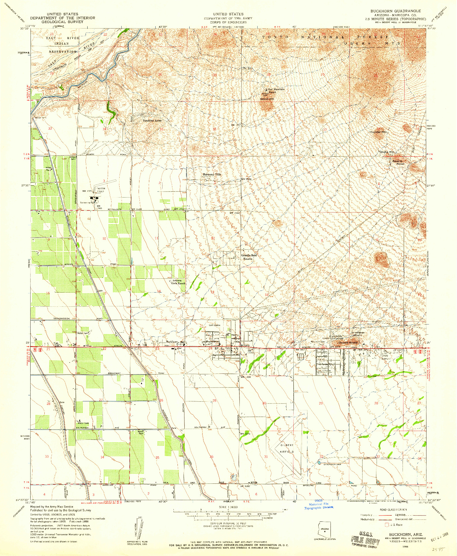 USGS 1:24000-SCALE QUADRANGLE FOR BUCKHORN, AZ 1956