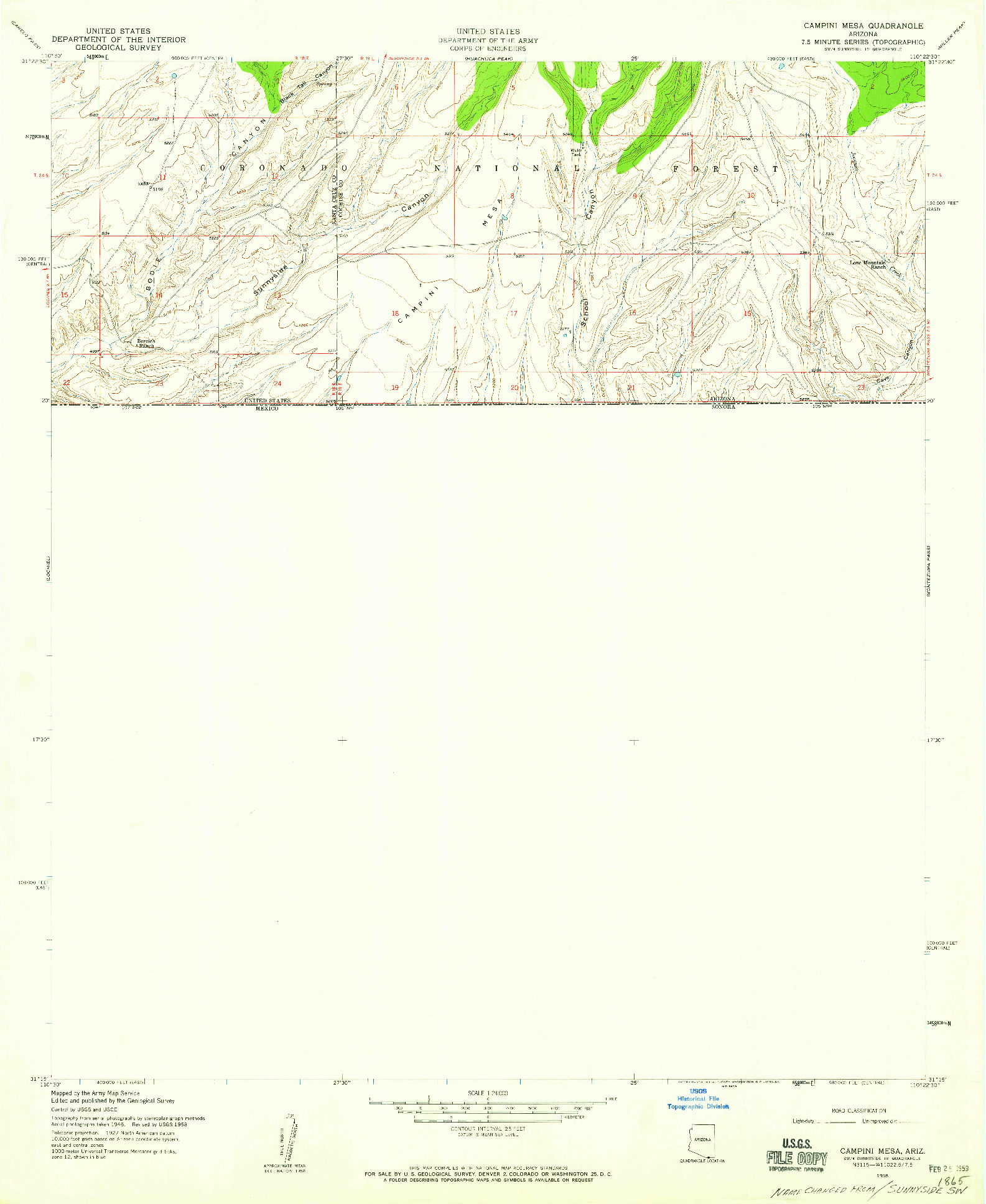 USGS 1:24000-SCALE QUADRANGLE FOR CAMPINI MESA, AZ 1958