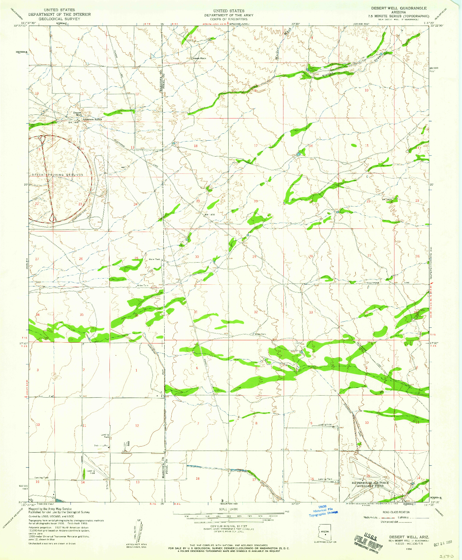 USGS 1:24000-SCALE QUADRANGLE FOR DESERT WELL, AZ 1956