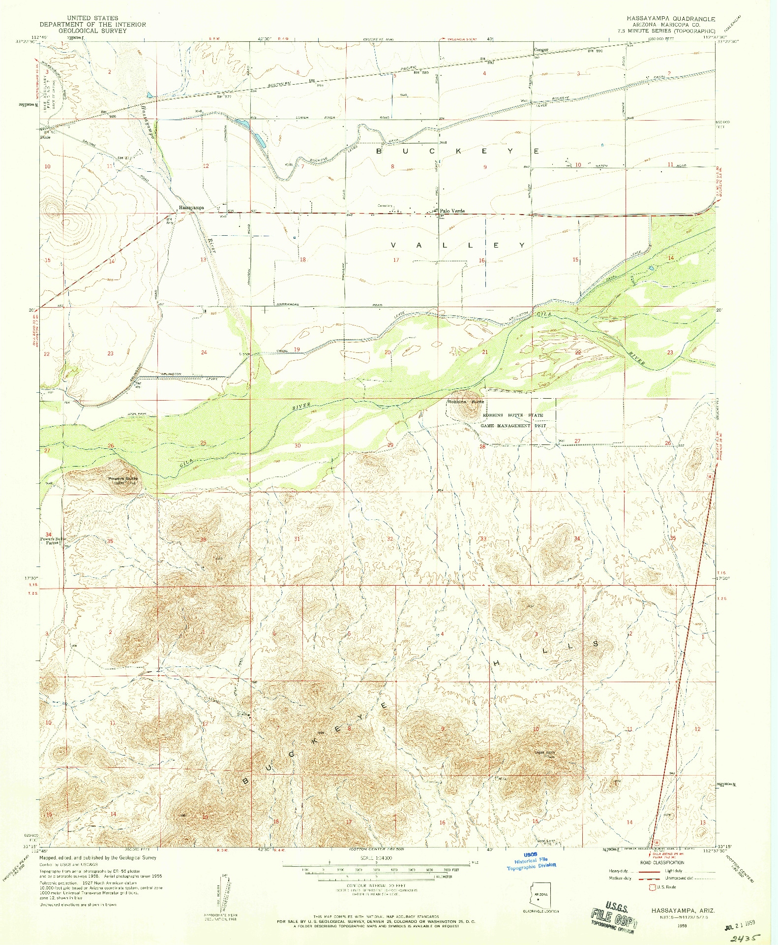 USGS 1:24000-SCALE QUADRANGLE FOR HASSAYAMPA, AZ 1958