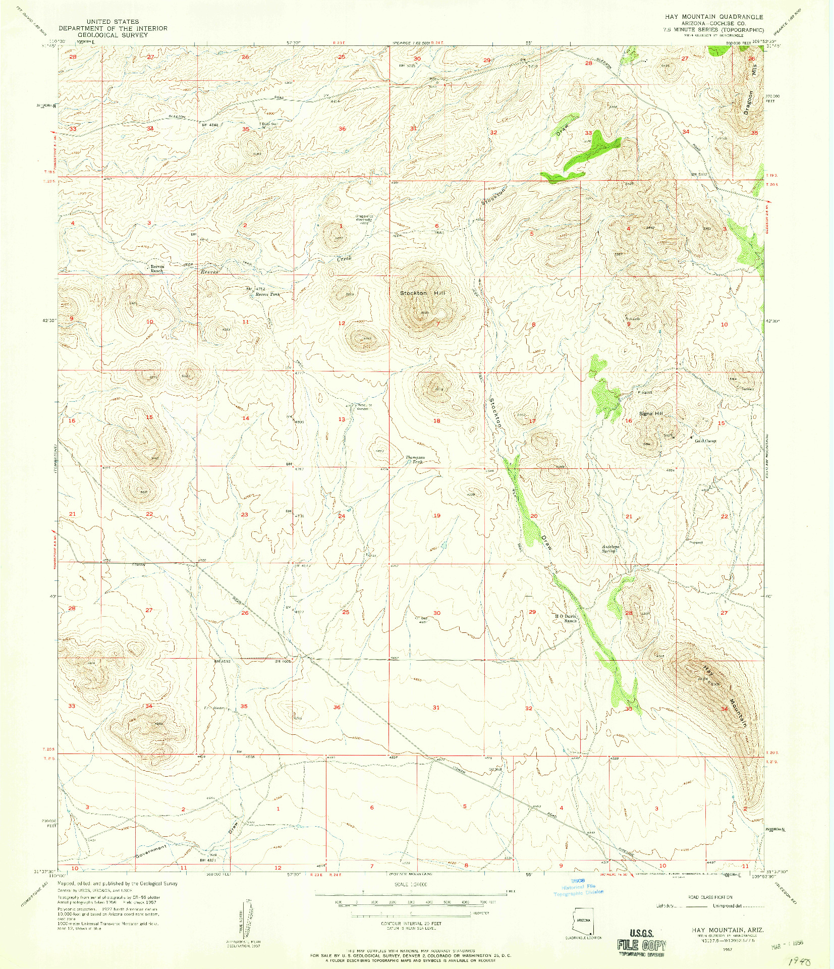 USGS 1:24000-SCALE QUADRANGLE FOR HAY MOUNTAIN, AZ 1957