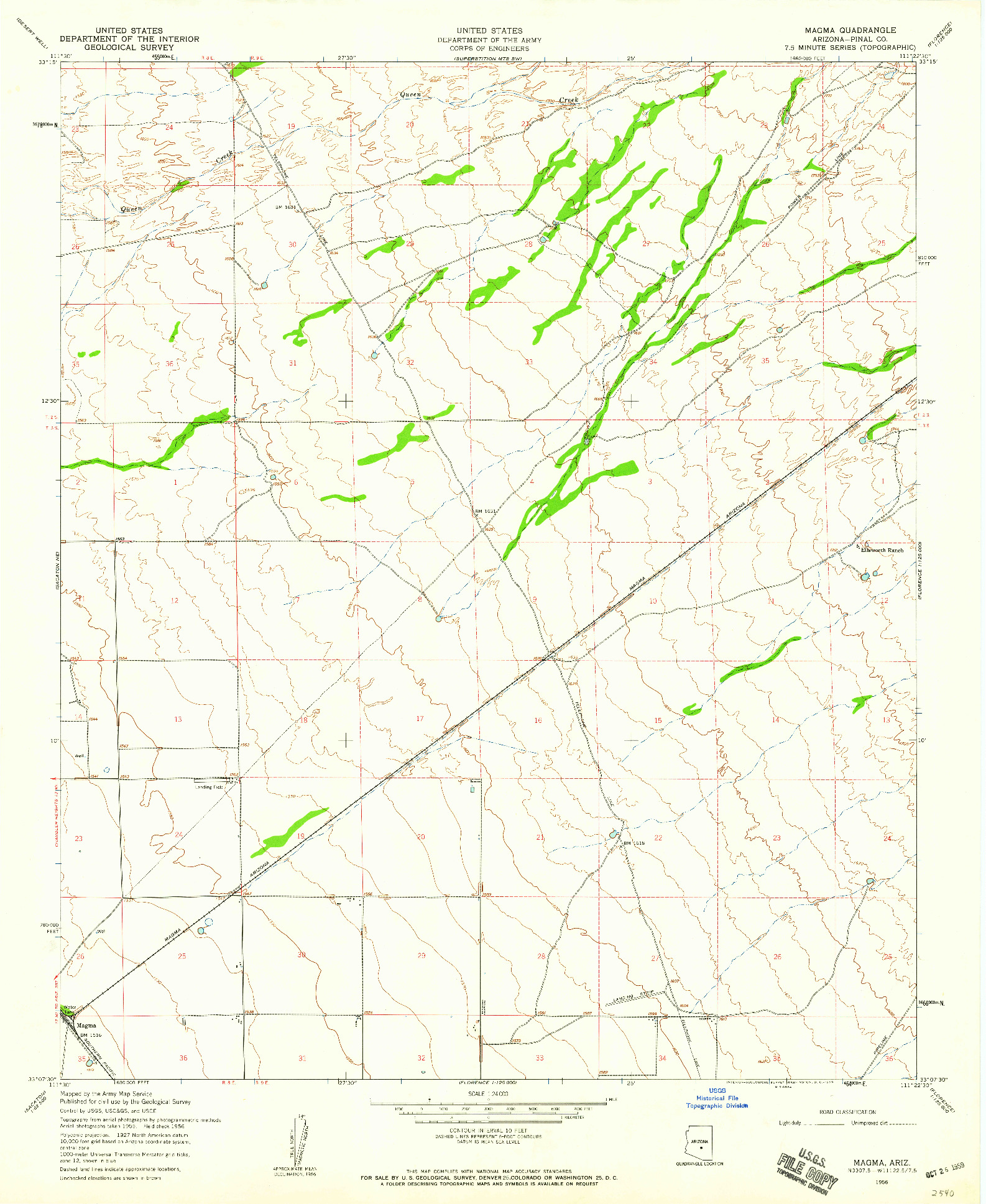 USGS 1:24000-SCALE QUADRANGLE FOR MAGMA, AZ 1956