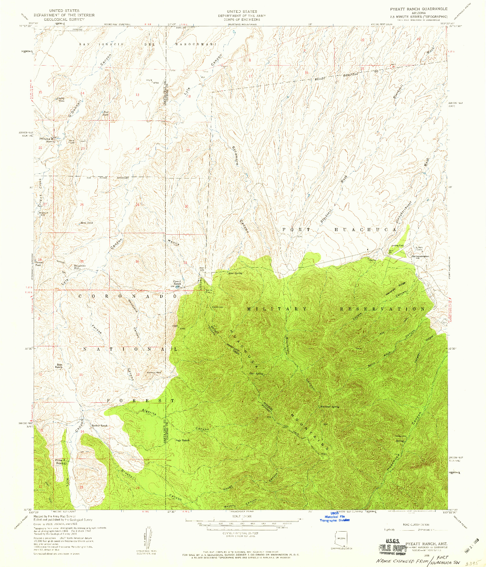 USGS 1:24000-SCALE QUADRANGLE FOR PYEATT RANCH, AZ 1958