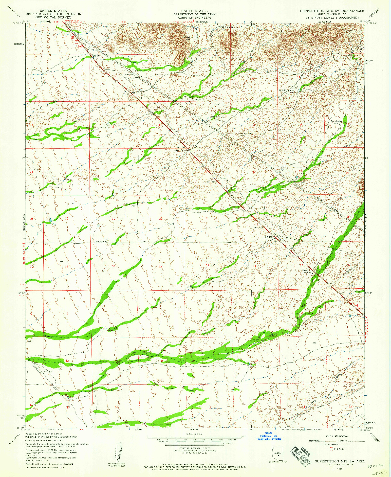 USGS 1:24000-SCALE QUADRANGLE FOR SUPERSTITION MTS. SW, AZ 1956
