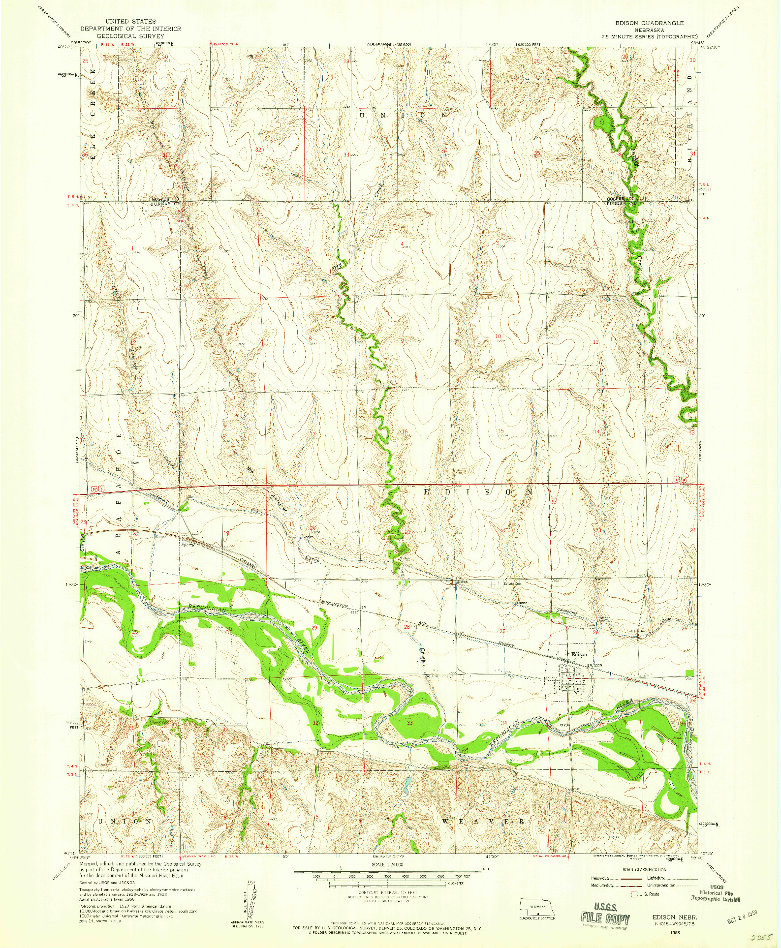 USGS 1:24000-SCALE QUADRANGLE FOR EDISON, NE 1958