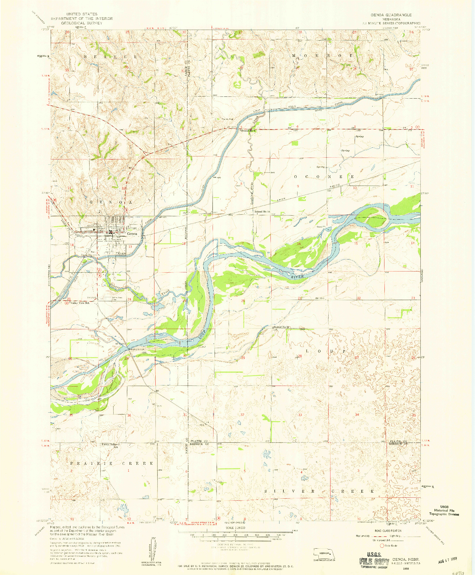 USGS 1:24000-SCALE QUADRANGLE FOR GENOA, NE 1958