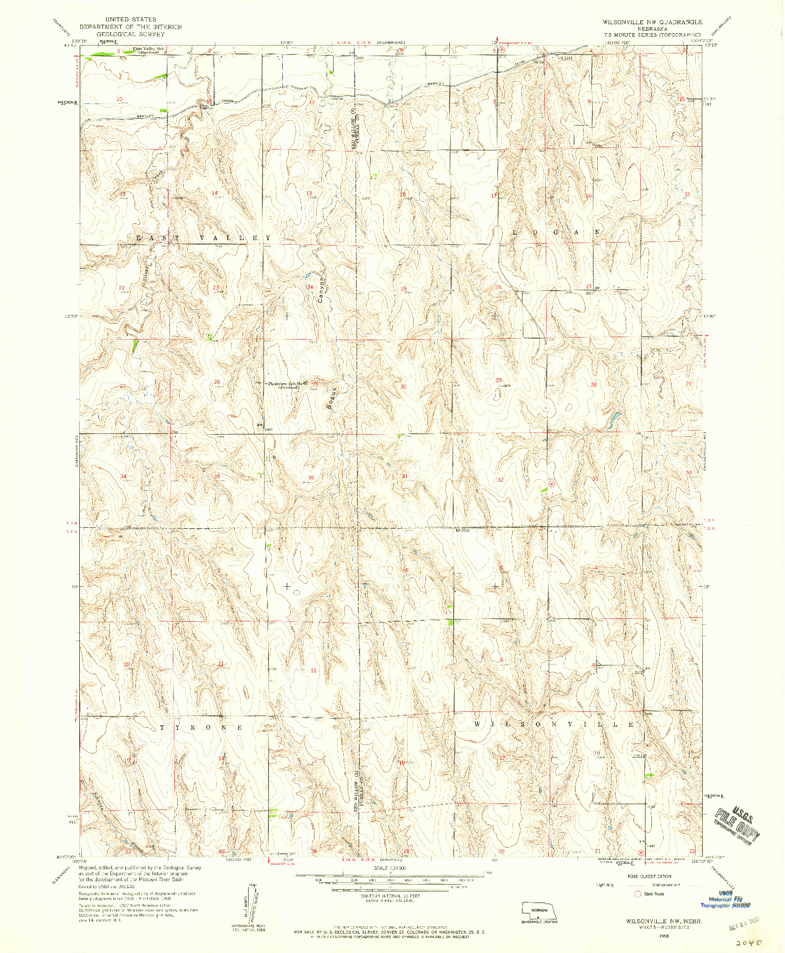 USGS 1:24000-SCALE QUADRANGLE FOR WILSONVILLE NW, NE 1958