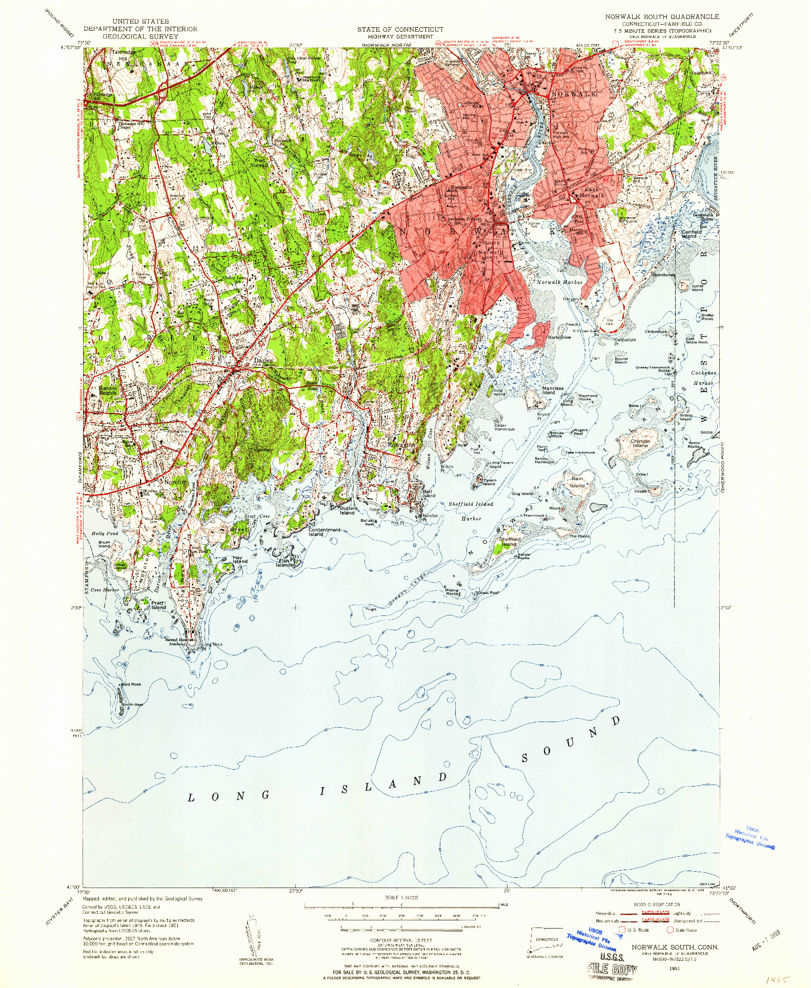 USGS 1:24000-SCALE QUADRANGLE FOR NORWALK SOUTH, CT 1951