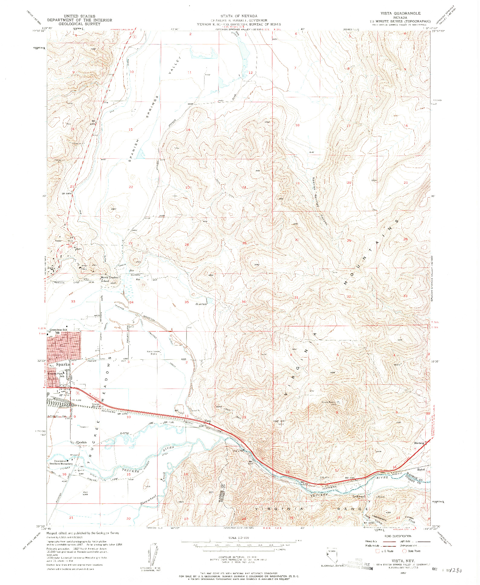 USGS 1:24000-SCALE QUADRANGLE FOR VISTA, NV 1957
