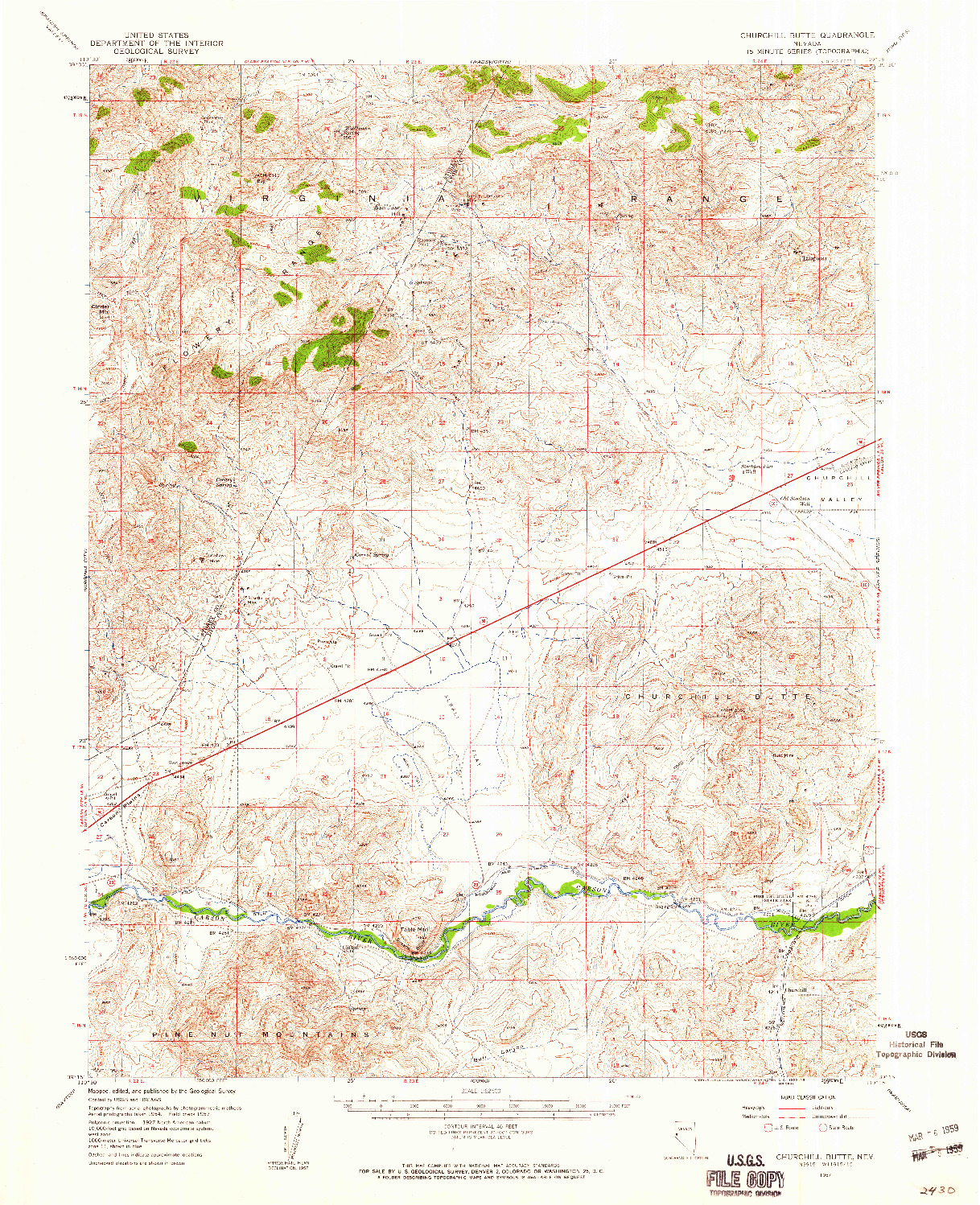 USGS 1:62500-SCALE QUADRANGLE FOR CHURCHILL BUTTE, NV 1957