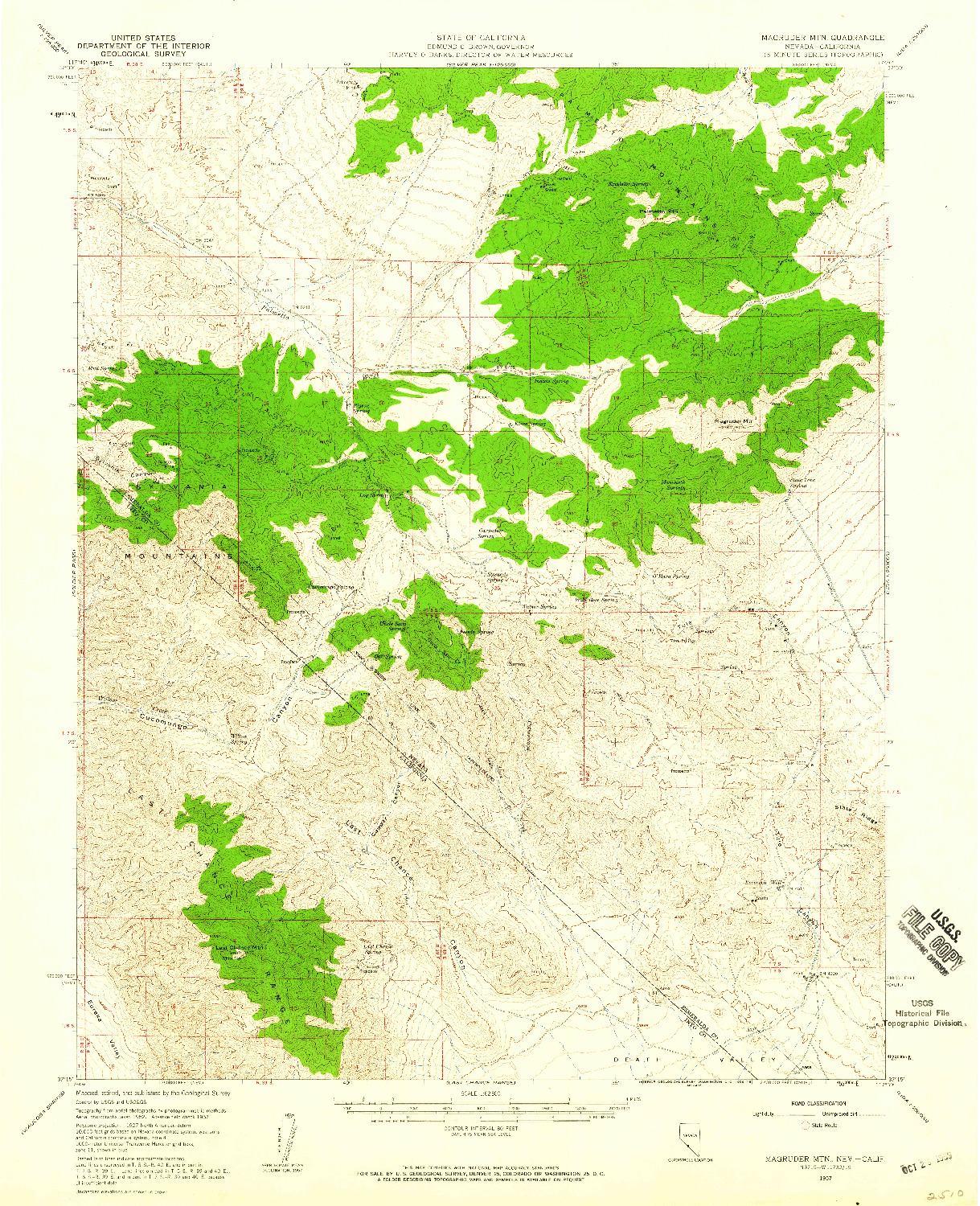 USGS 1:62500-SCALE QUADRANGLE FOR MAGRUDER MTN, NV 1957